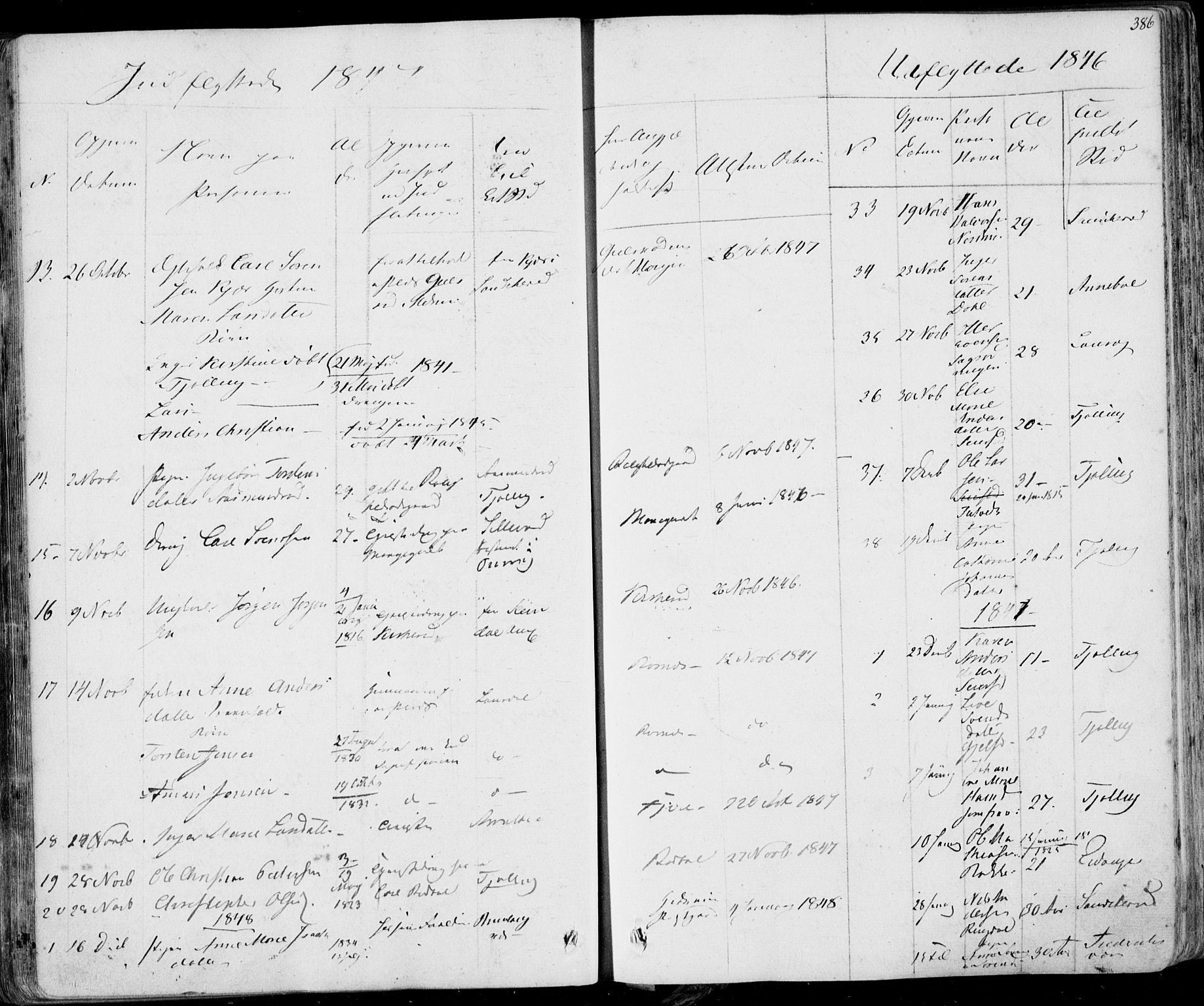 Hedrum kirkebøker, AV/SAKO-A-344/F/Fa/L0005: Parish register (official) no. I 5, 1835-1848, p. 386