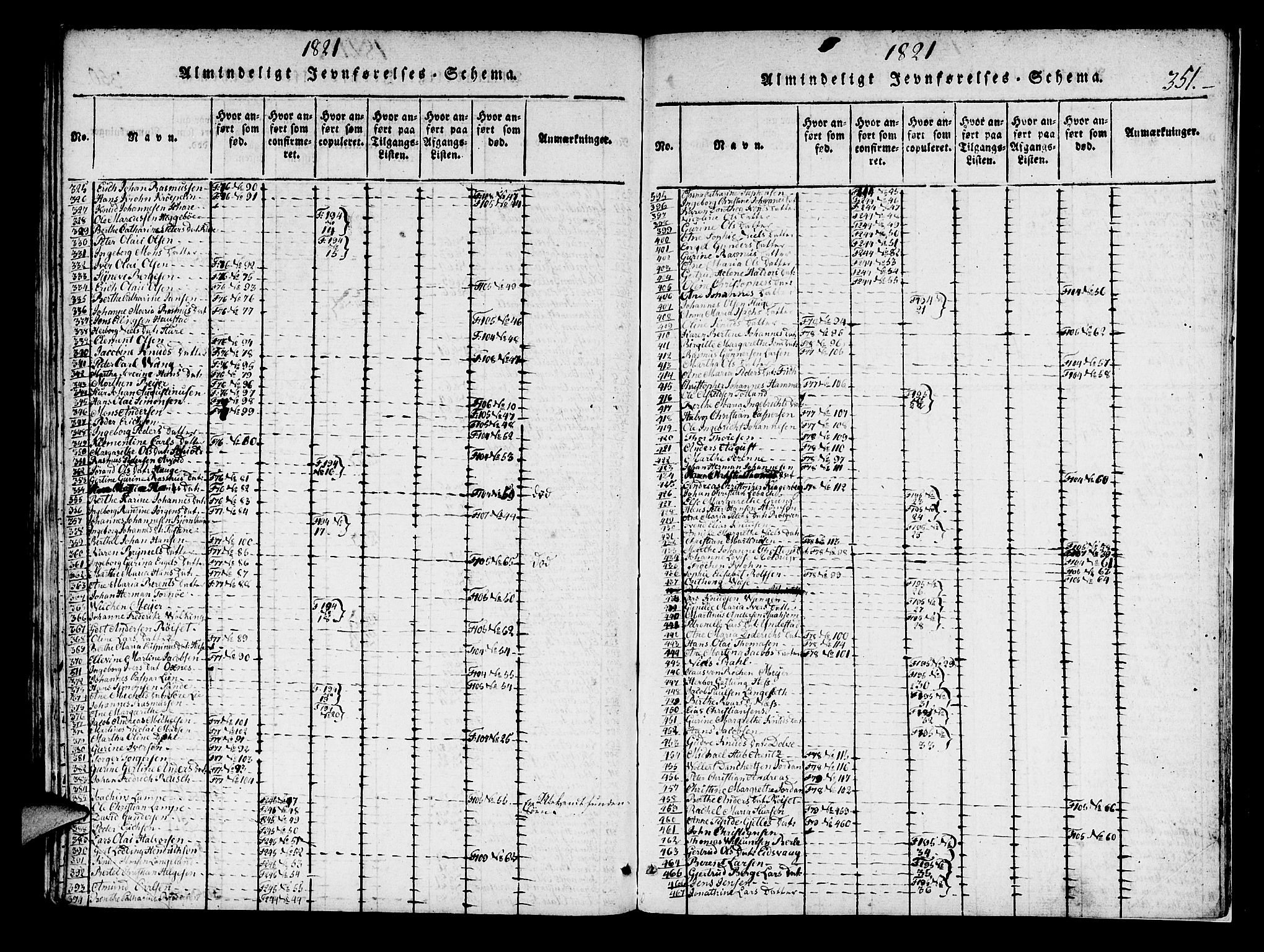 Korskirken sokneprestembete, AV/SAB-A-76101/H/Haa/L0013: Parish register (official) no. A 13, 1815-1822, p. 351