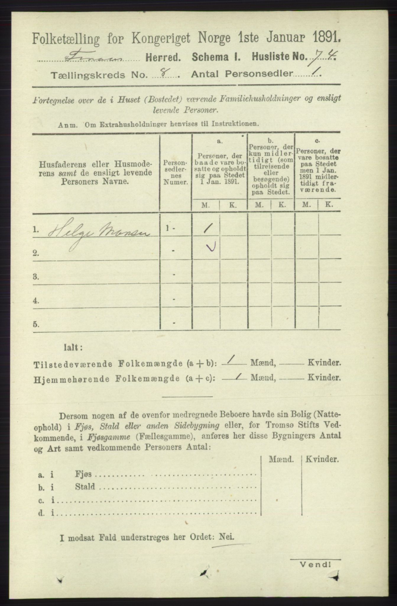 RA, 1891 census for 1218 Finnås, 1891, p. 3368