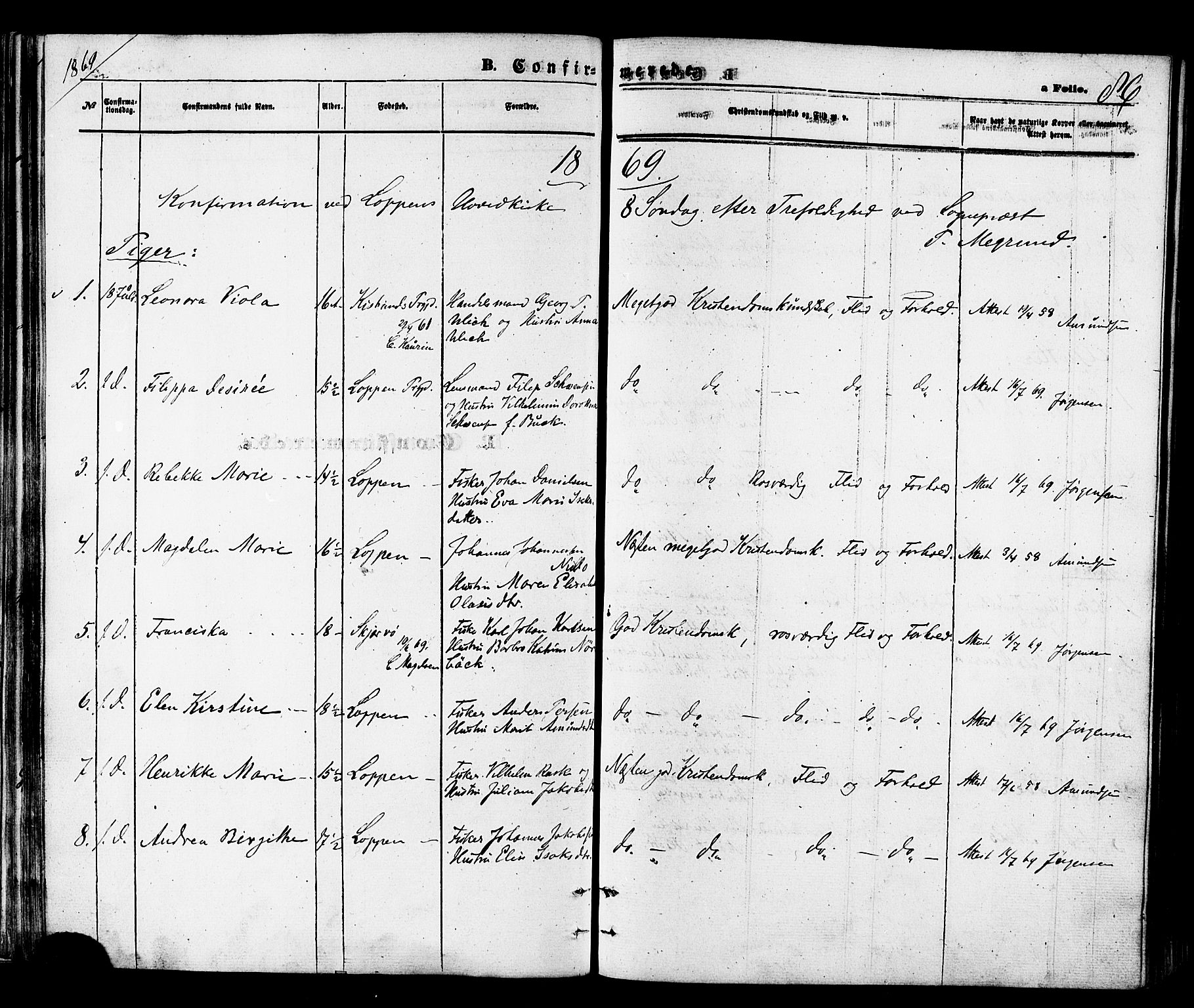 Loppa sokneprestkontor, SATØ/S-1339/H/Ha/L0005kirke: Parish register (official) no. 5, 1869-1878, p. 86