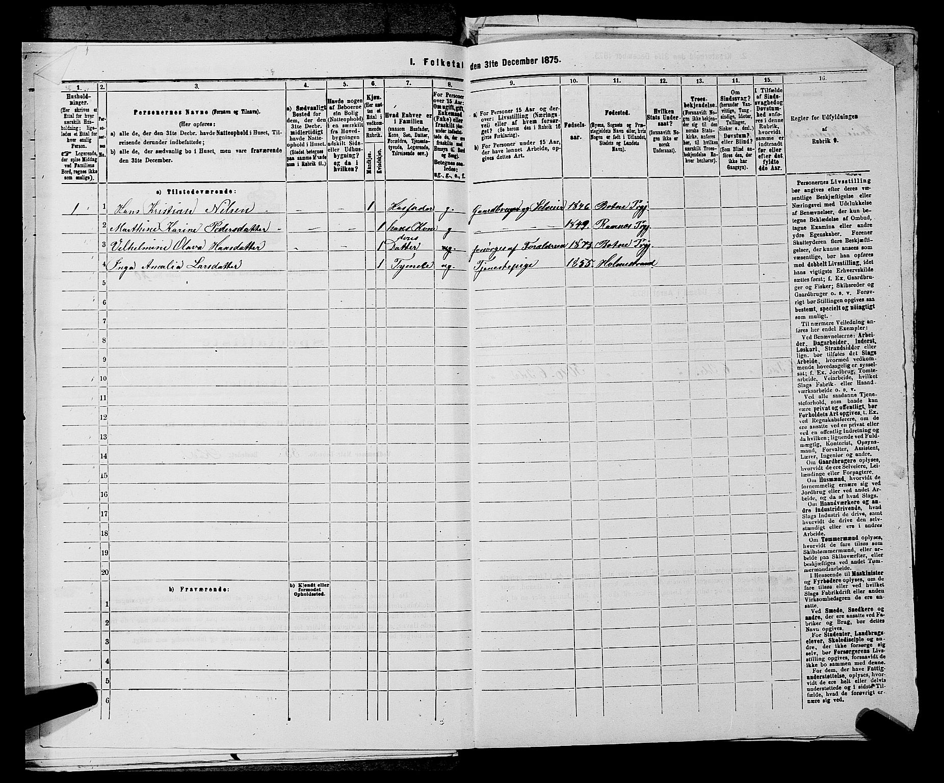 SAKO, 1875 census for 0715P Botne, 1875, p. 199