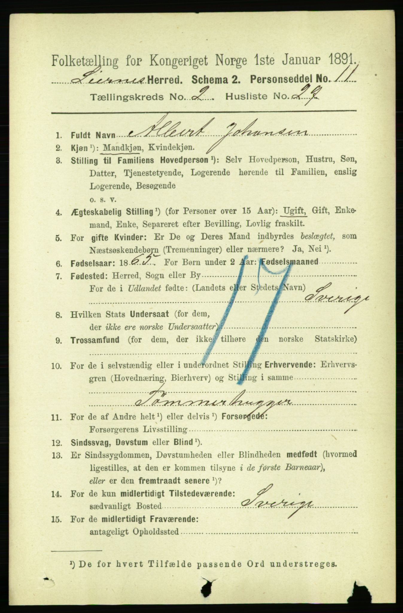 RA, 1891 census for 1737 Lierne, 1891, p. 759