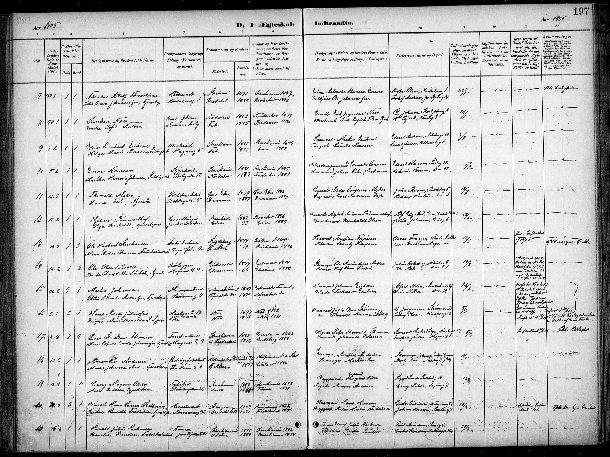 Kampen prestekontor Kirkebøker, SAO/A-10853/F/Fa/L0009: Parish register (official) no. I 9, 1899-1911, p. 197