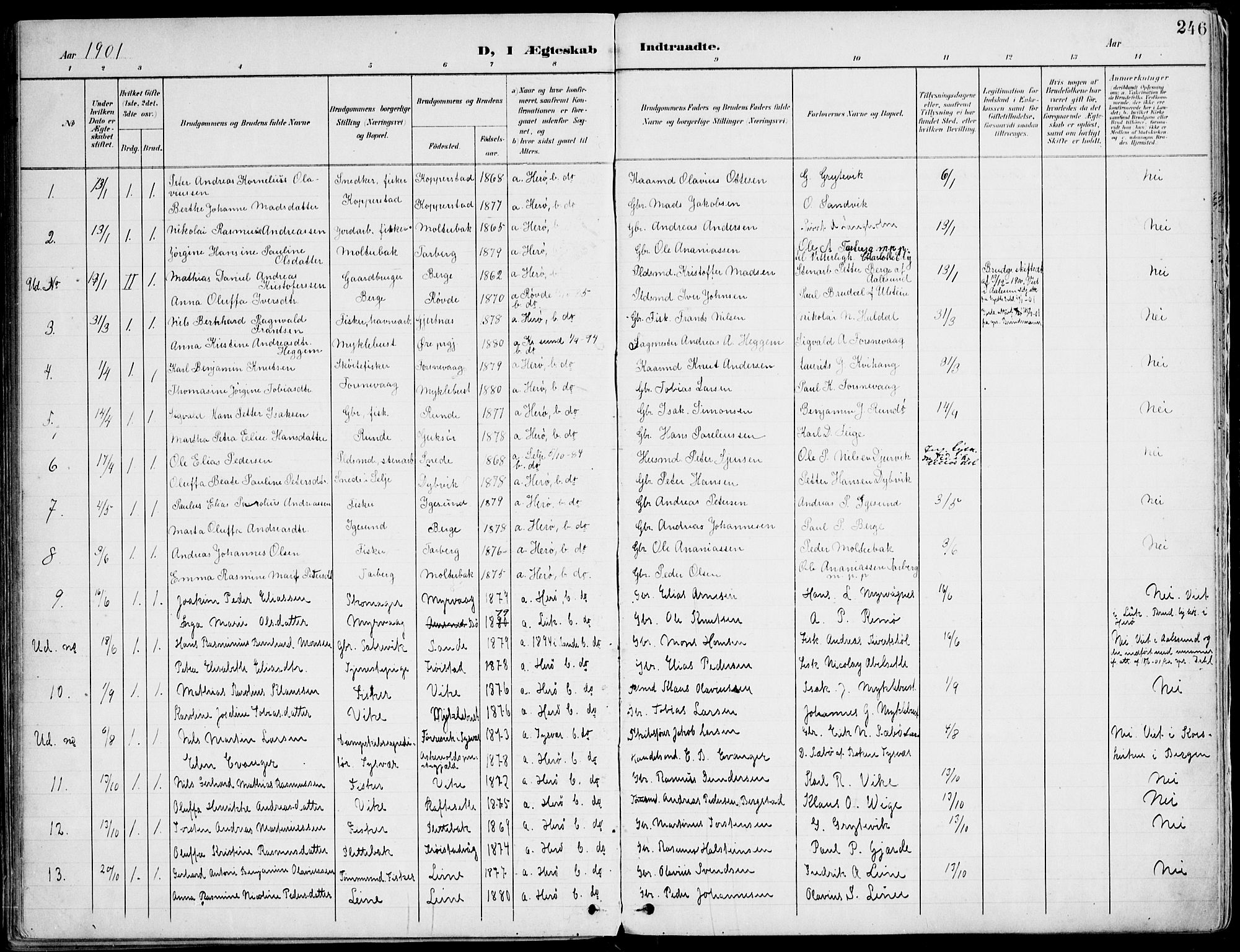 Ministerialprotokoller, klokkerbøker og fødselsregistre - Møre og Romsdal, AV/SAT-A-1454/507/L0075: Parish register (official) no. 507A10, 1901-1920, p. 246