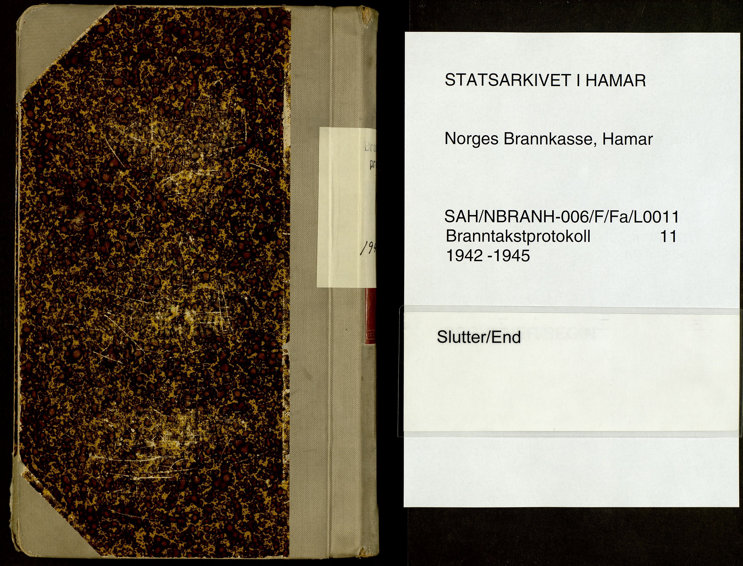 Norges Brannkasse, Hamar, AV/SAH-NBRANH-006/F/Fa/L0011: Branntakstprotokoll, 1942-1945