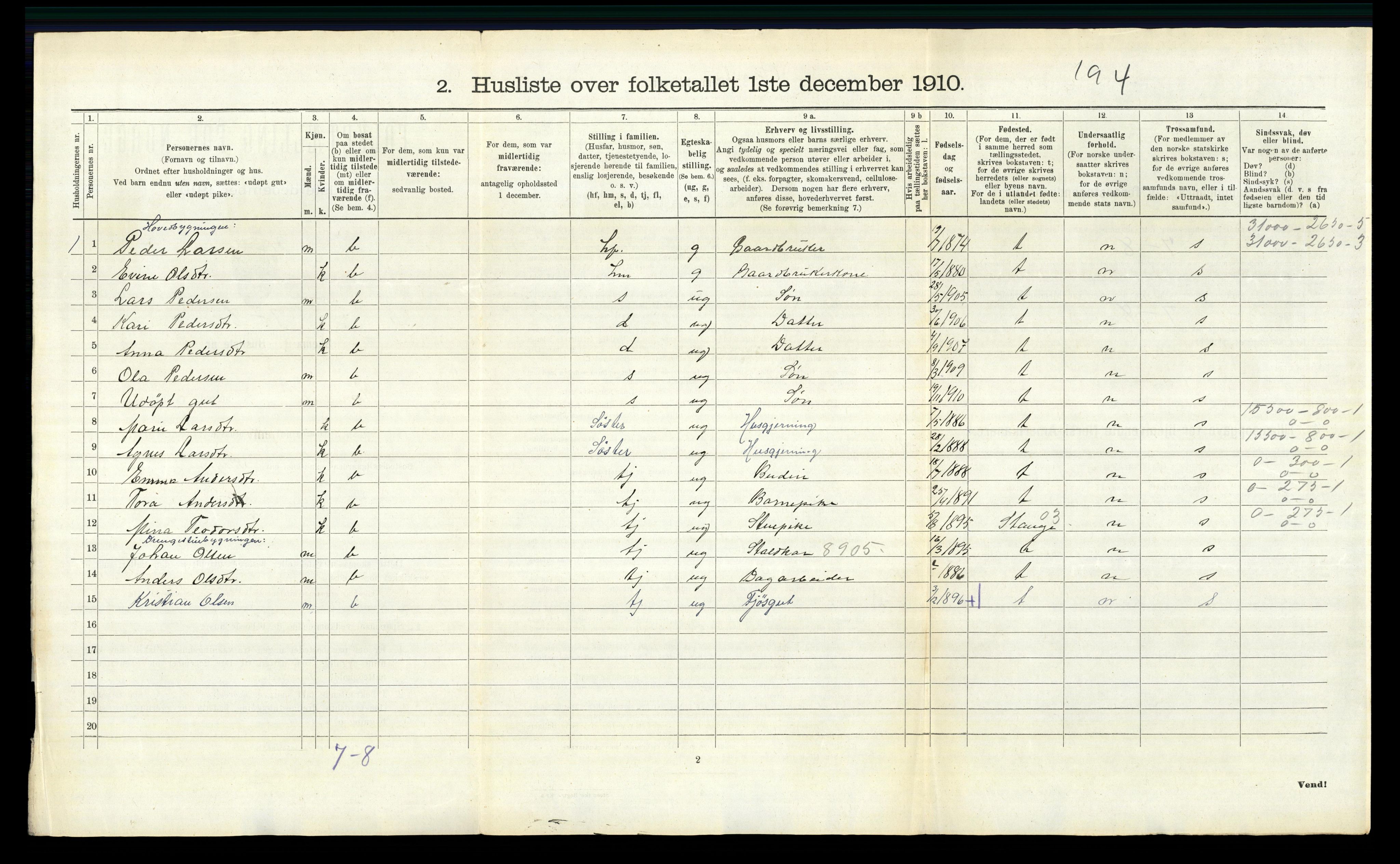 RA, 1910 census for Romedal, 1910, p. 742