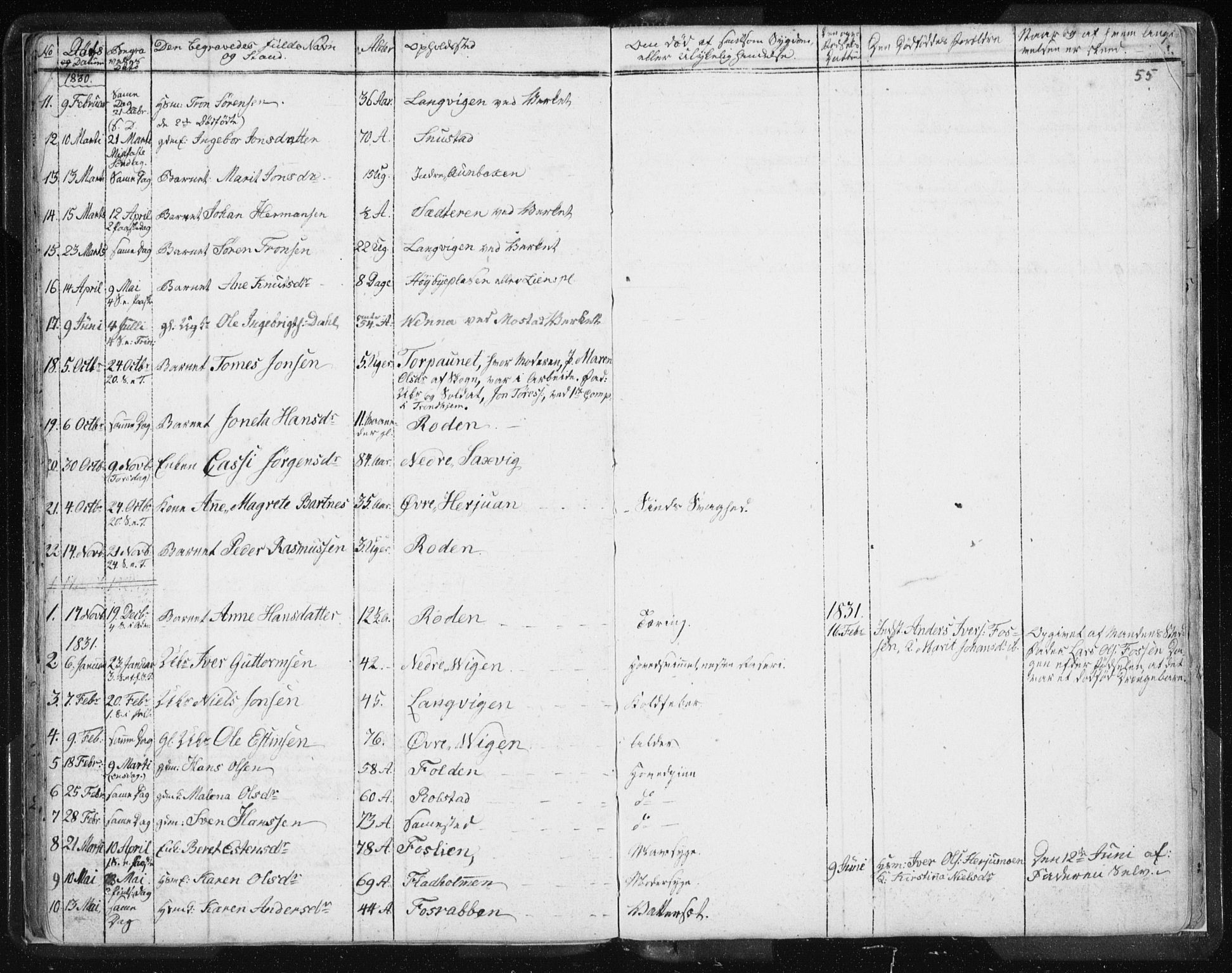 Ministerialprotokoller, klokkerbøker og fødselsregistre - Sør-Trøndelag, SAT/A-1456/616/L0404: Parish register (official) no. 616A01, 1823-1831, p. 55