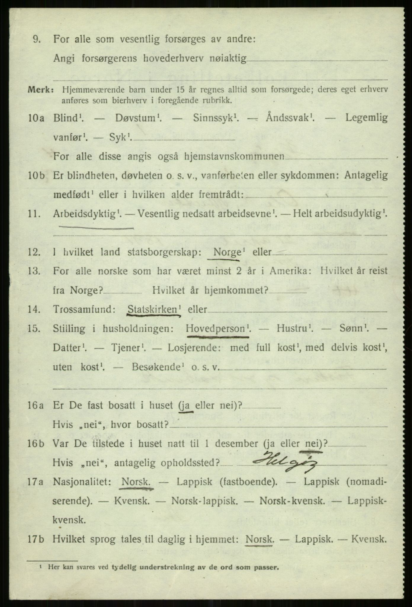 SATØ, 1920 census for Helgøy, 1920, p. 1645