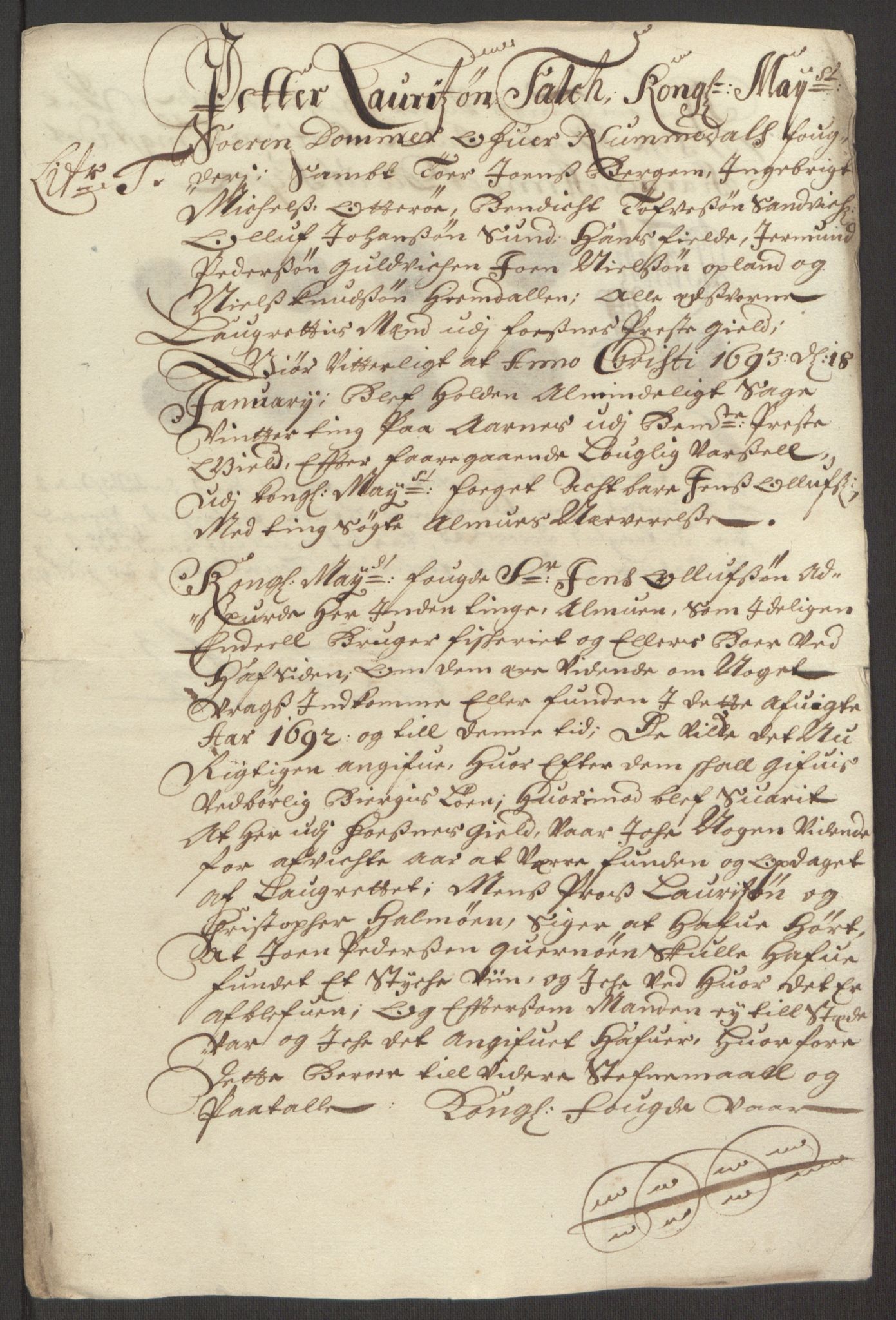 Rentekammeret inntil 1814, Reviderte regnskaper, Fogderegnskap, RA/EA-4092/R64/L4424: Fogderegnskap Namdal, 1692-1695, p. 128