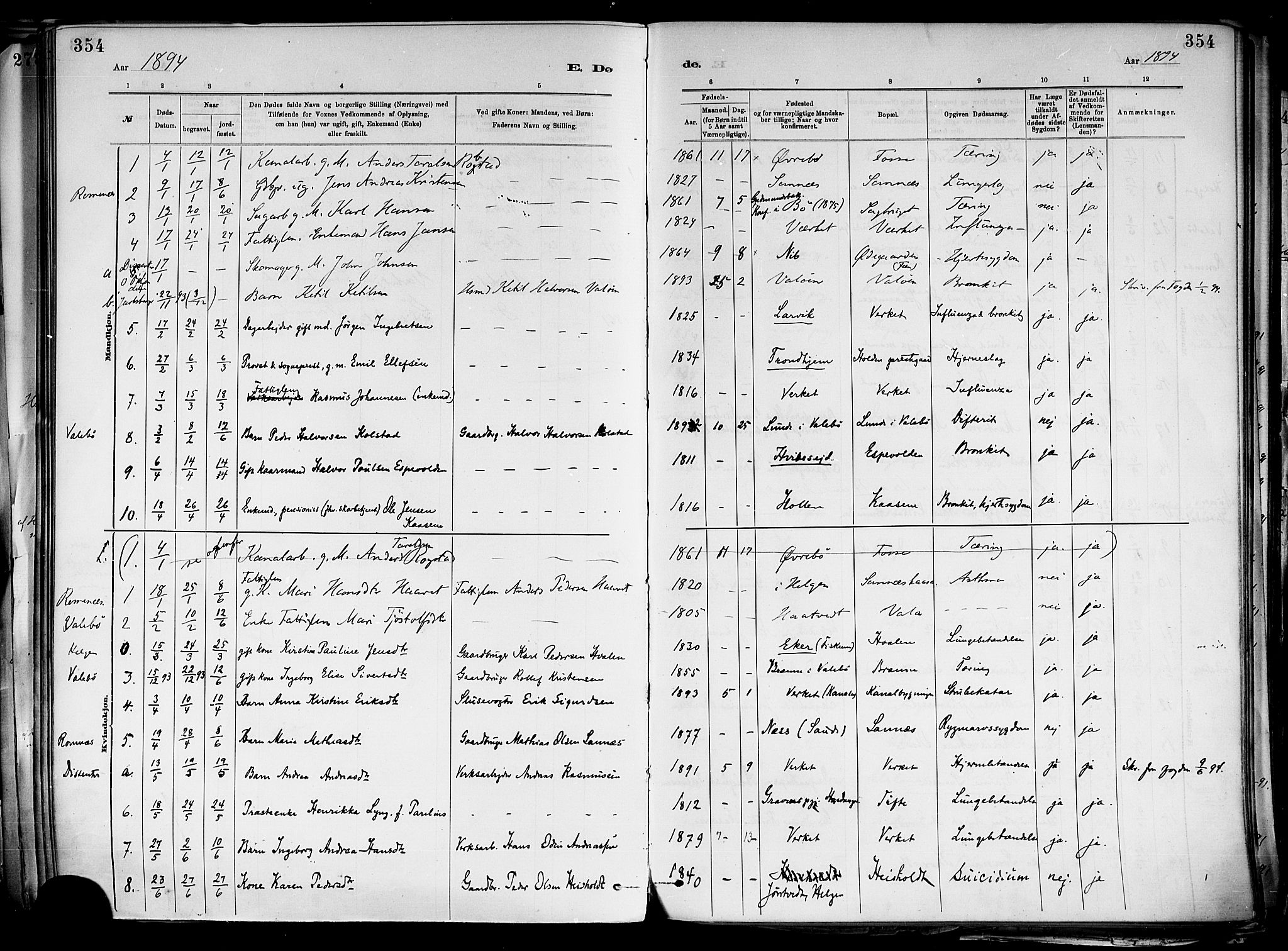 Holla kirkebøker, SAKO/A-272/F/Fa/L0008: Parish register (official) no. 8, 1882-1897, p. 354