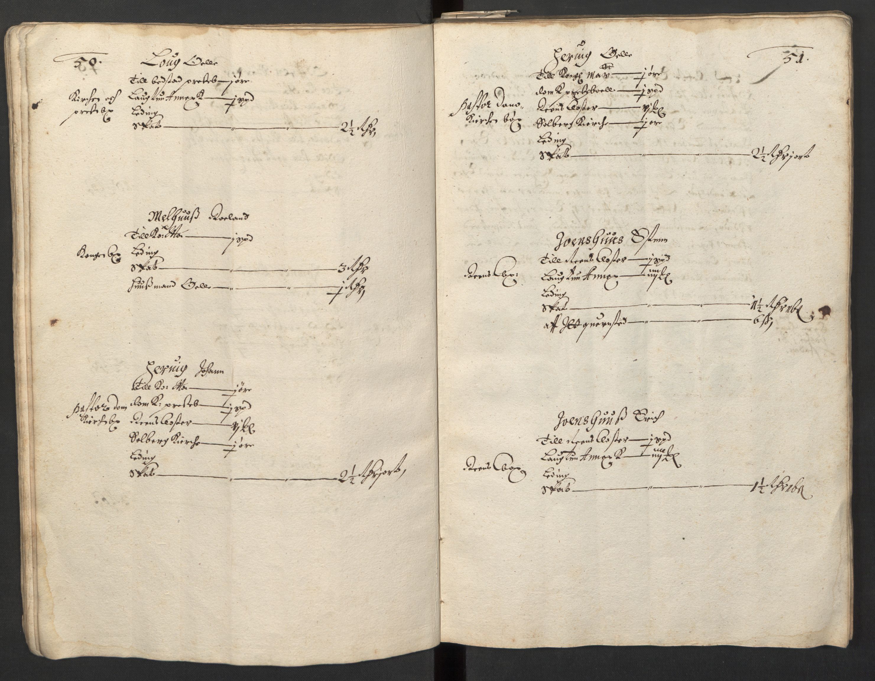 Rentekammeret inntil 1814, Realistisk ordnet avdeling, AV/RA-EA-4070/L/L0029/0001: Trondheim lagdømme: / Alminnelig jordebok og skattemanntall - Inderøy, 1661, p. 50-51