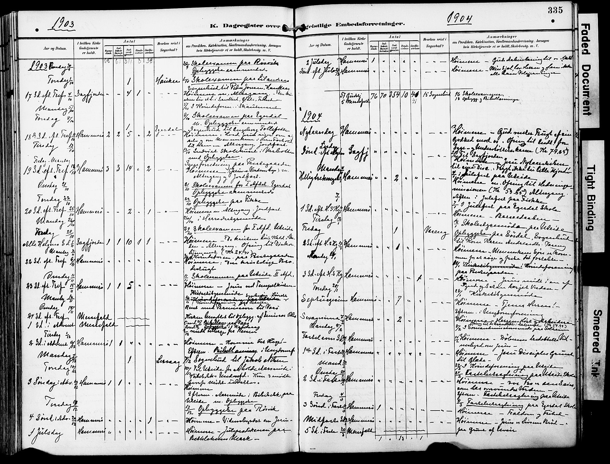 Ministerialprotokoller, klokkerbøker og fødselsregistre - Nordland, SAT/A-1459/859/L0848: Parish register (official) no. 859A08, 1900-1912, p. 335