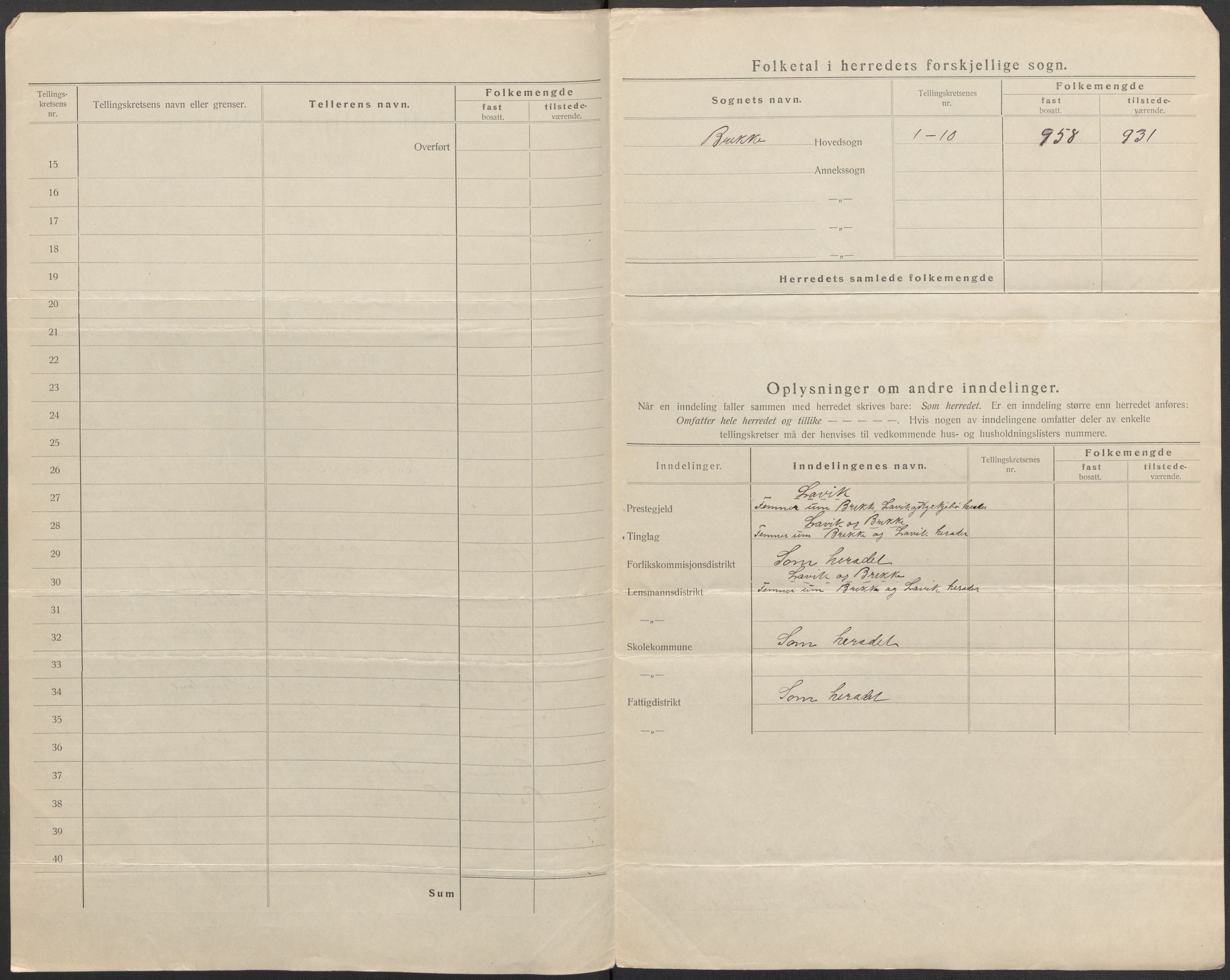 SAB, 1920 census for Brekke, 1920, p. 3