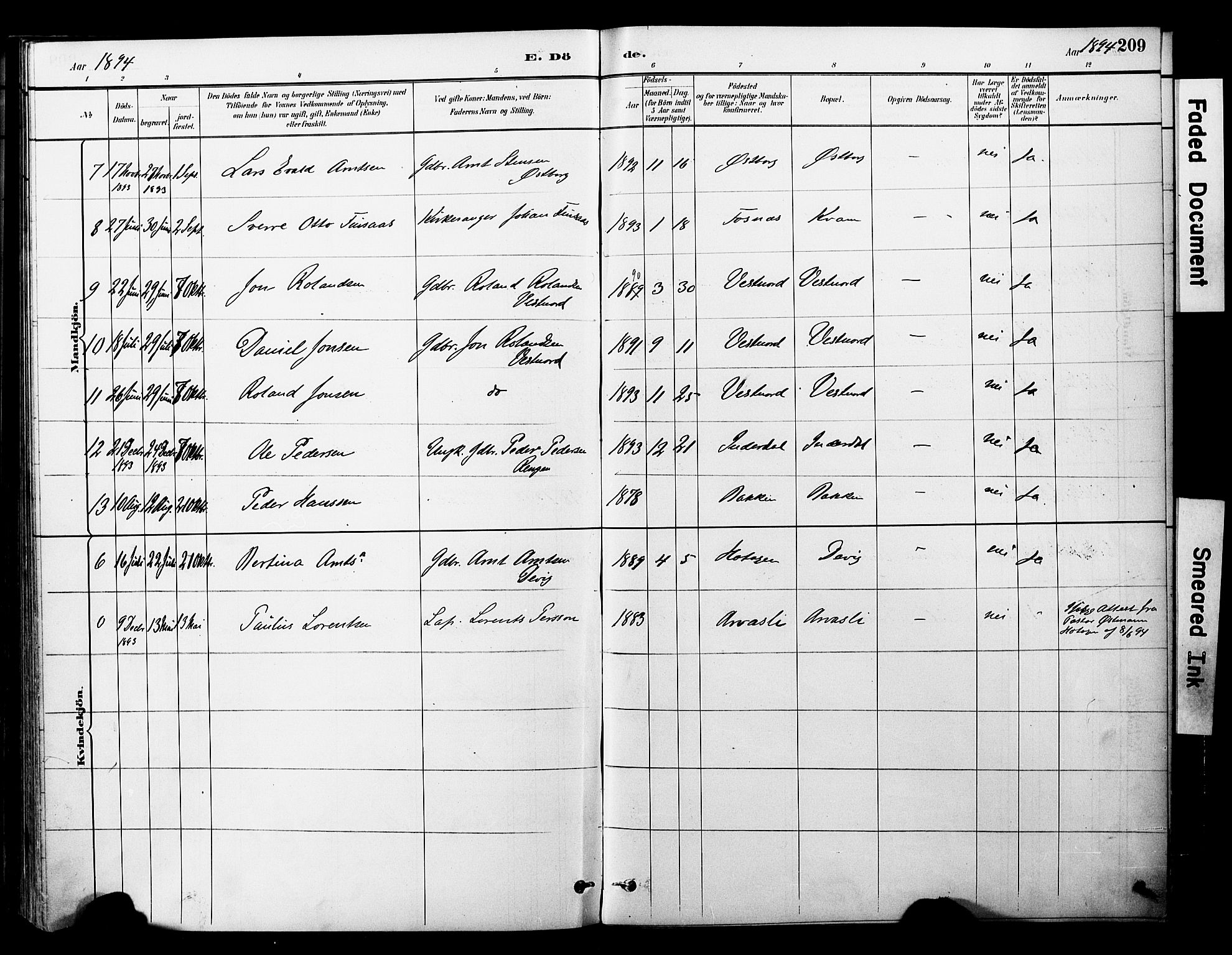 Ministerialprotokoller, klokkerbøker og fødselsregistre - Nord-Trøndelag, SAT/A-1458/757/L0505: Parish register (official) no. 757A01, 1882-1904, p. 209