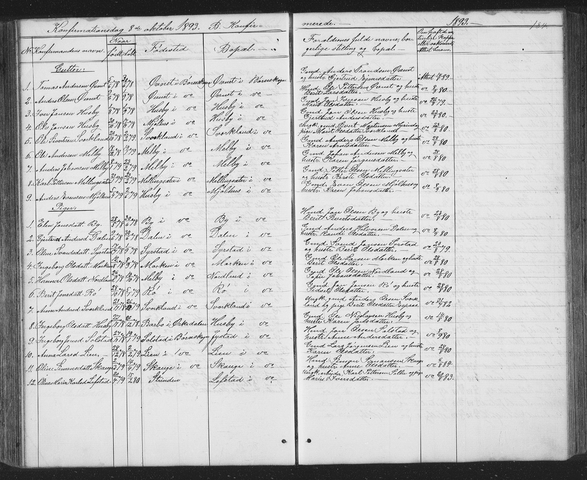 Ministerialprotokoller, klokkerbøker og fødselsregistre - Sør-Trøndelag, SAT/A-1456/667/L0798: Parish register (copy) no. 667C03, 1867-1929, p. 184