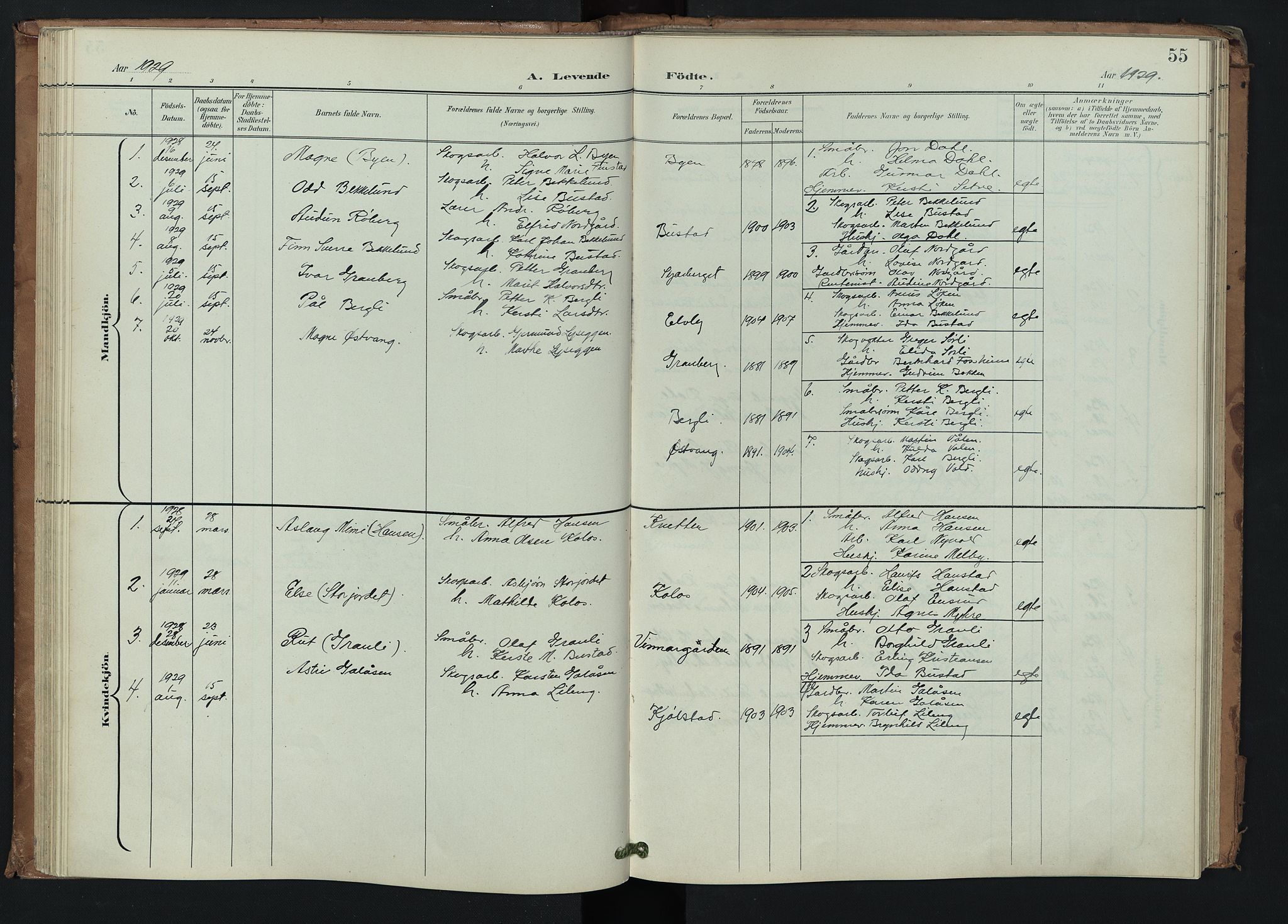 Trysil prestekontor, AV/SAH-PREST-046/H/Ha/Hab/L0008: Parish register (copy) no. 8, 1900-1950, p. 55