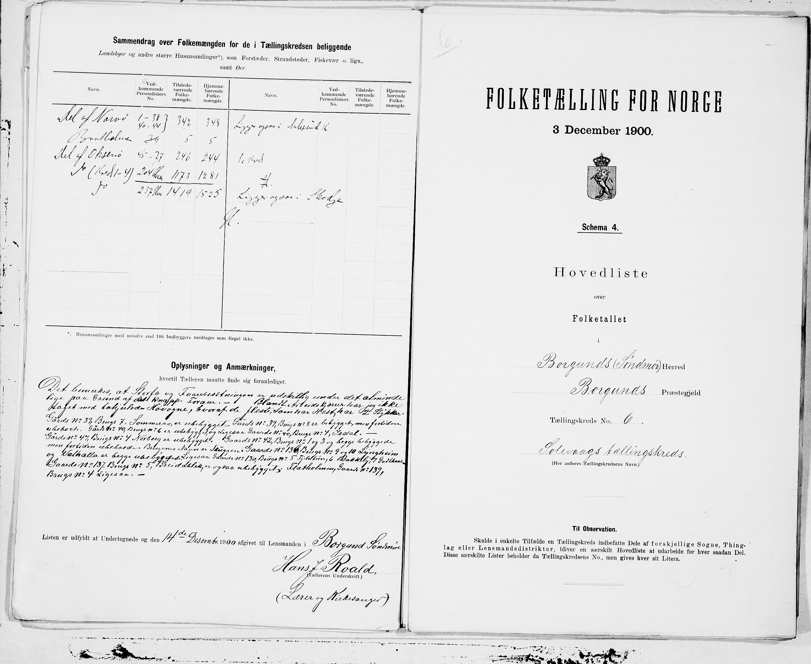 SAT, 1900 census for Borgund, 1900, p. 12
