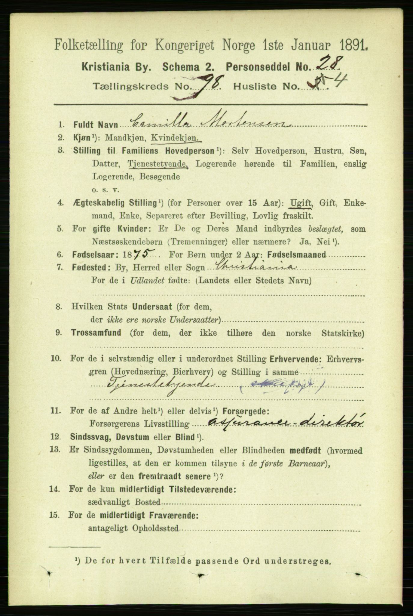 RA, 1891 census for 0301 Kristiania, 1891, p. 47816