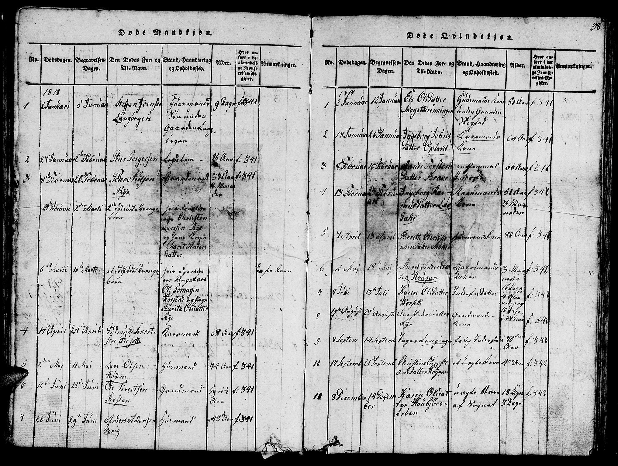 Ministerialprotokoller, klokkerbøker og fødselsregistre - Sør-Trøndelag, SAT/A-1456/612/L0385: Parish register (copy) no. 612C01, 1816-1845, p. 98