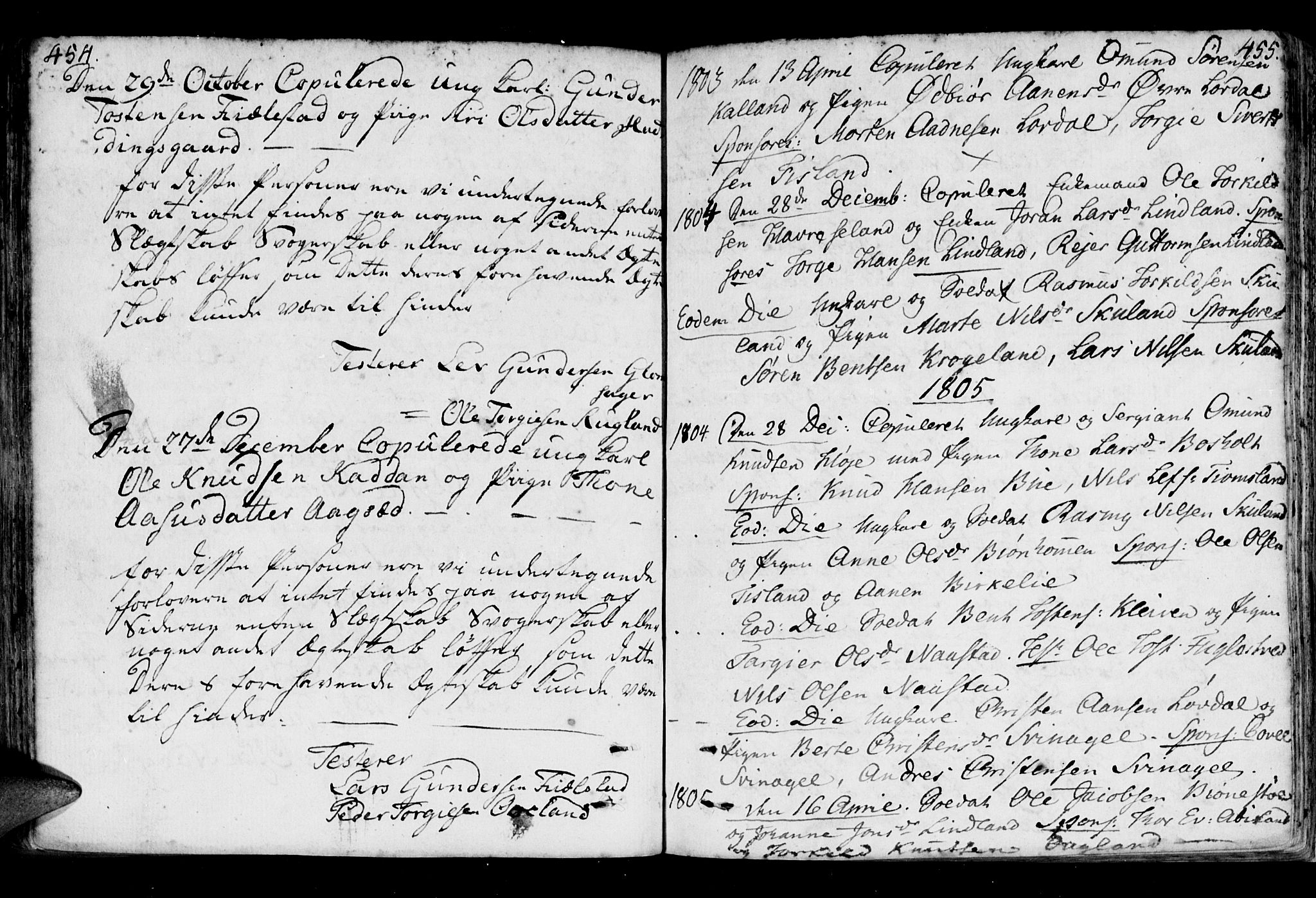 Holum sokneprestkontor, AV/SAK-1111-0022/F/Fa/Fab/L0004: Parish register (official) no. A 4, 1774-1847, p. 454-455