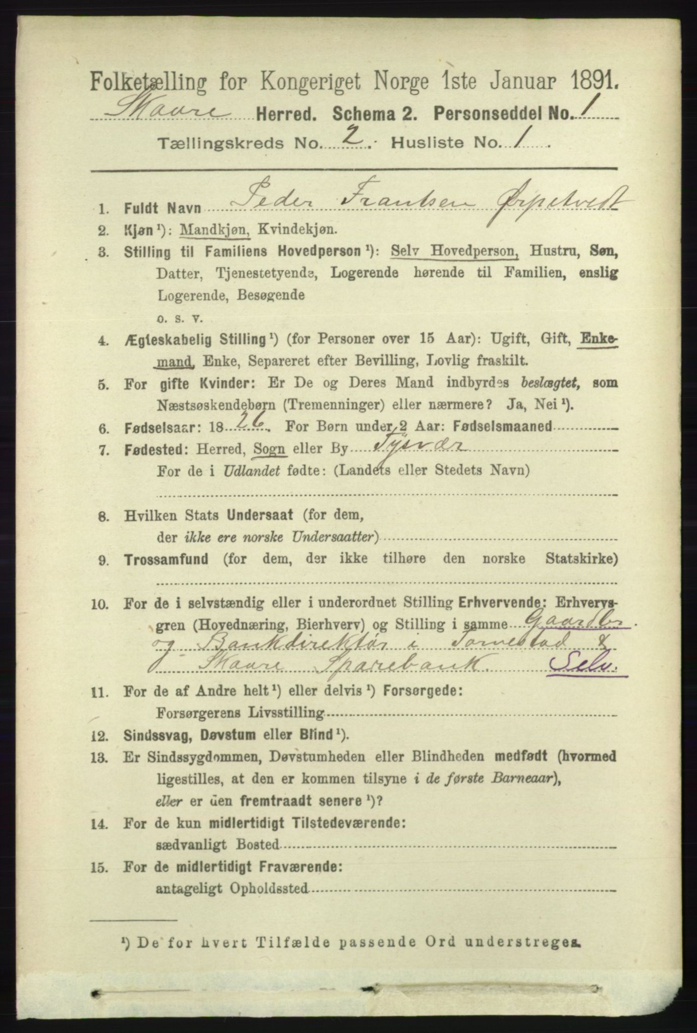 RA, 1891 census for 1153 Skåre, 1891, p. 733