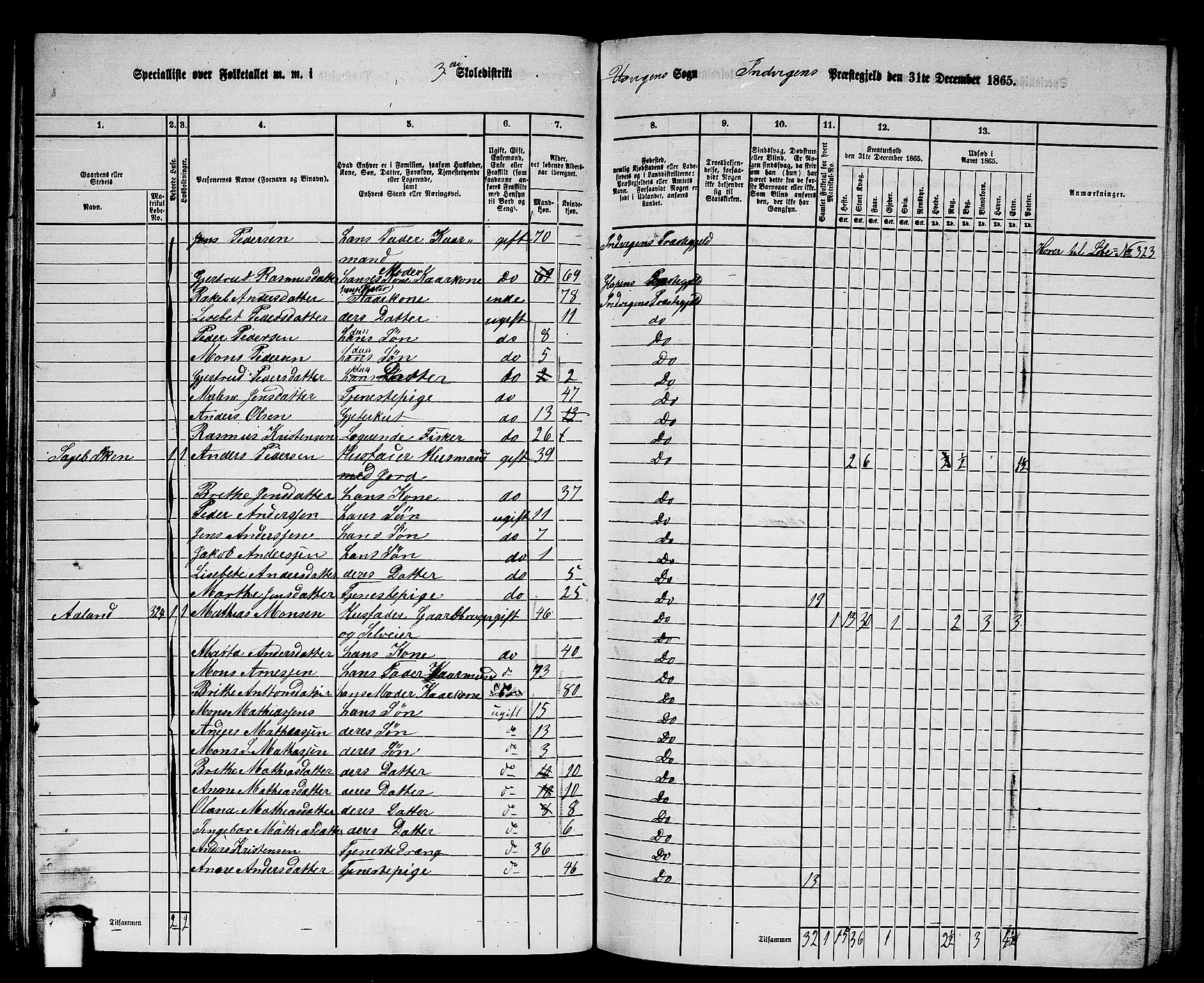 RA, 1865 census for Innvik, 1865, p. 51