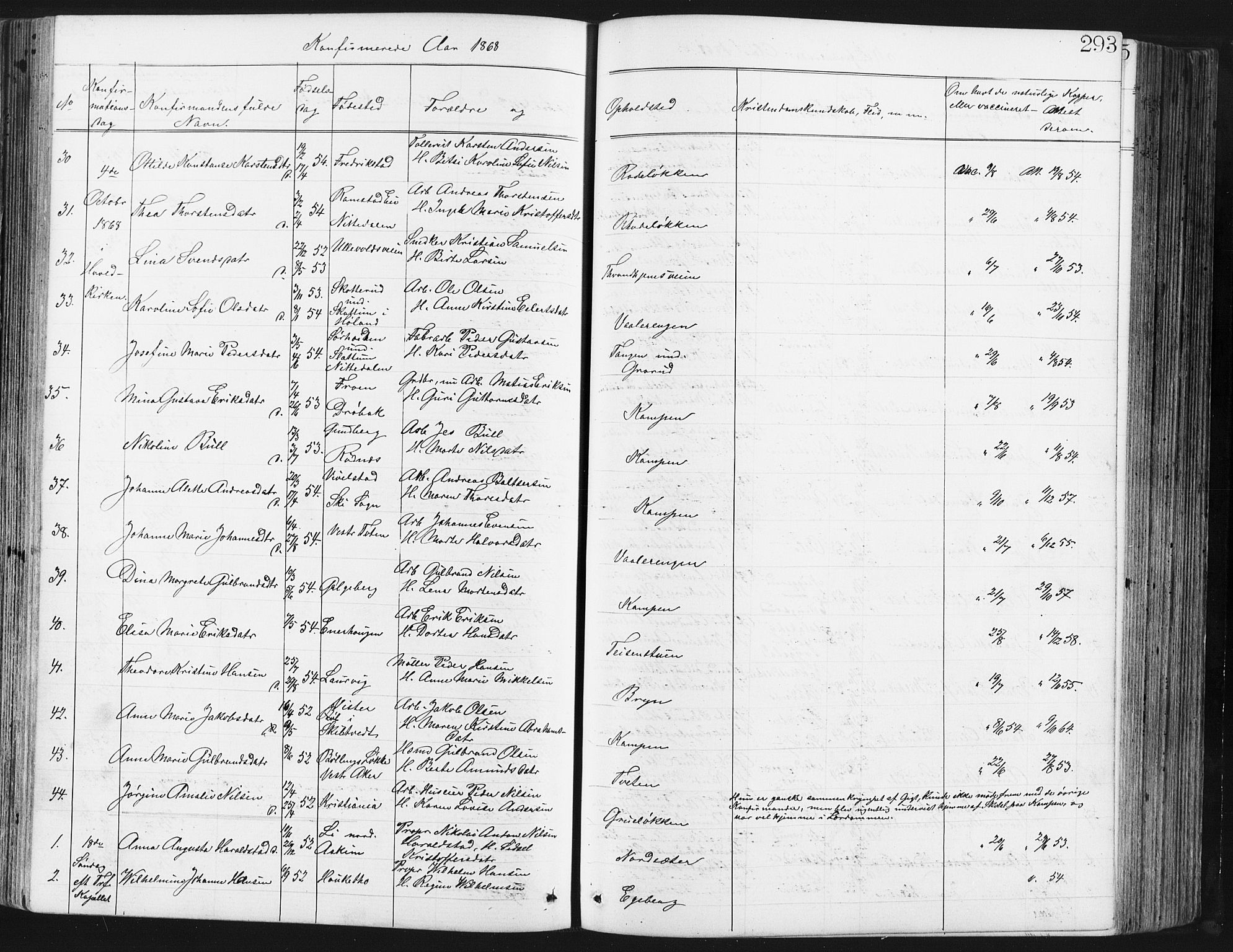 Østre Aker prestekontor Kirkebøker, SAO/A-10840/G/Ga/L0003: Parish register (copy) no. I 3, 1868-1913, p. 293