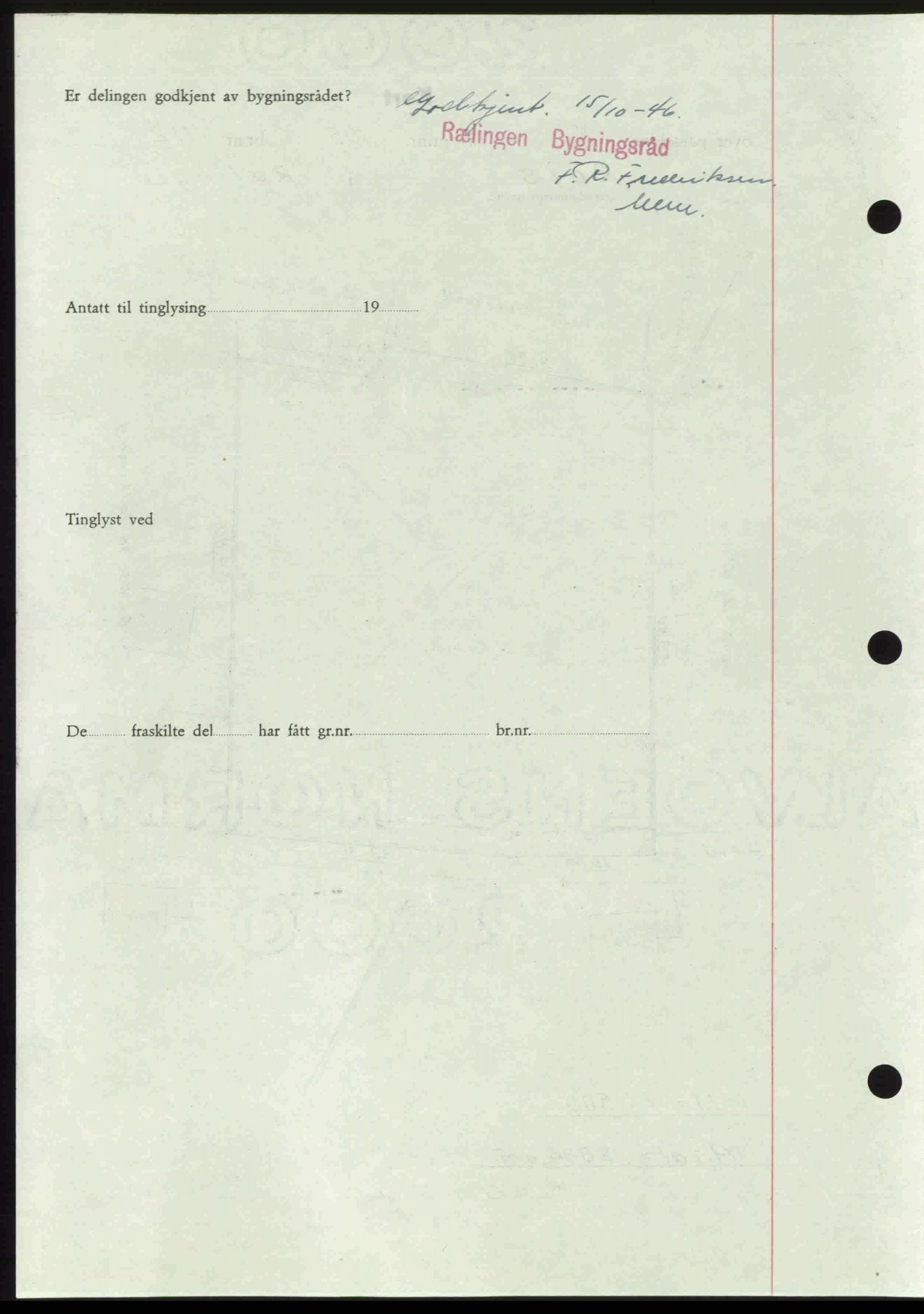 Nedre Romerike sorenskriveri, AV/SAO-A-10469/G/Gb/Gbd/L0017: Mortgage book no. 17, 1946-1946, Diary no: : 4033/1946