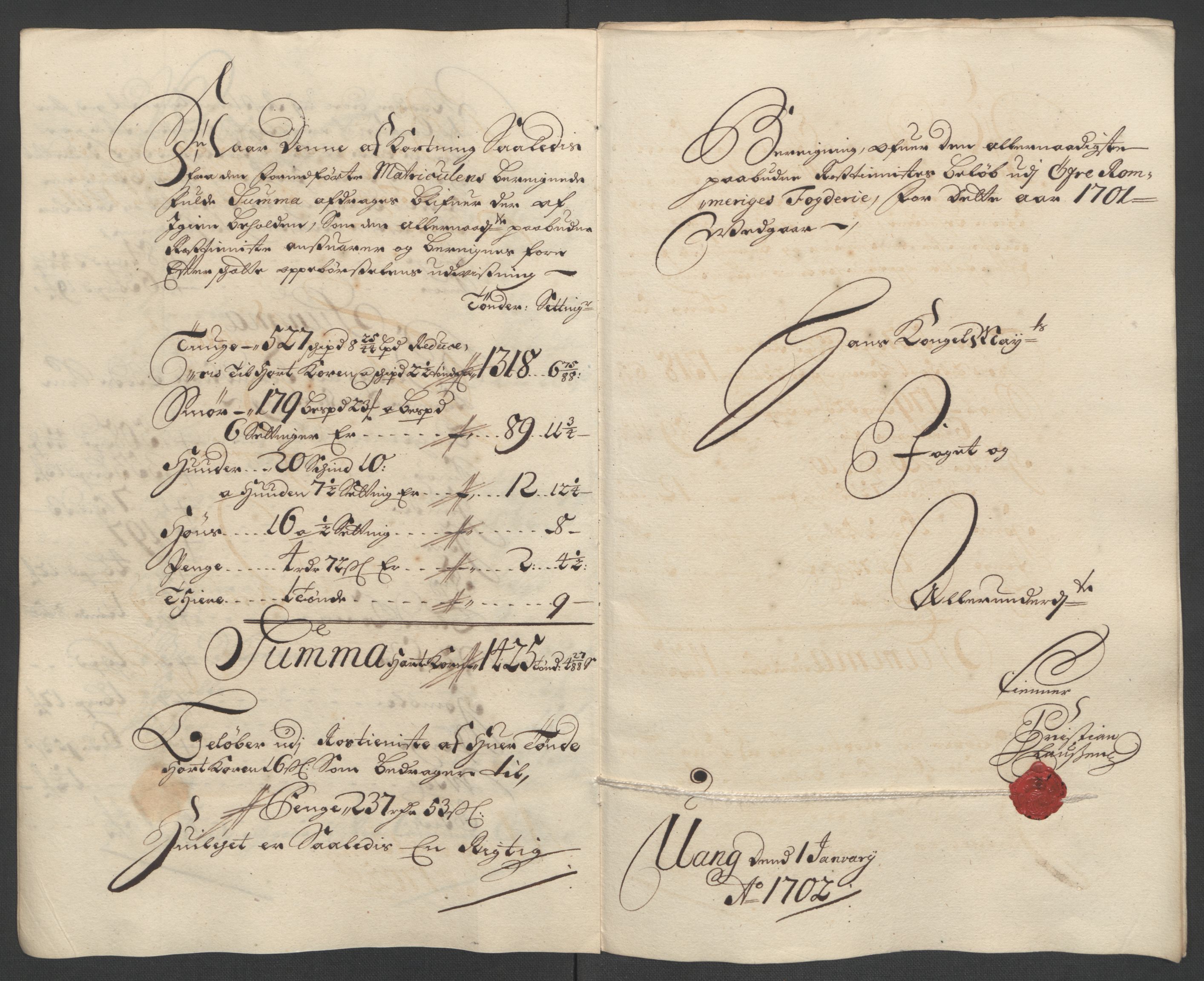 Rentekammeret inntil 1814, Reviderte regnskaper, Fogderegnskap, RA/EA-4092/R12/L0713: Fogderegnskap Øvre Romerike, 1701, p. 244