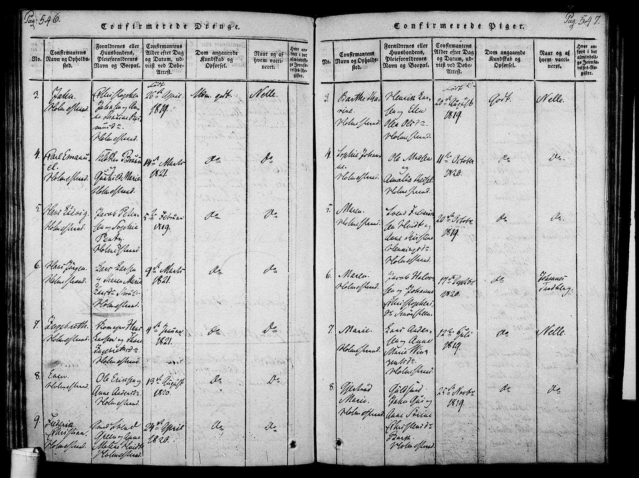 Holmestrand kirkebøker, AV/SAKO-A-346/F/Fa/L0001: Parish register (official) no. 1, 1814-1840, p. 546-547