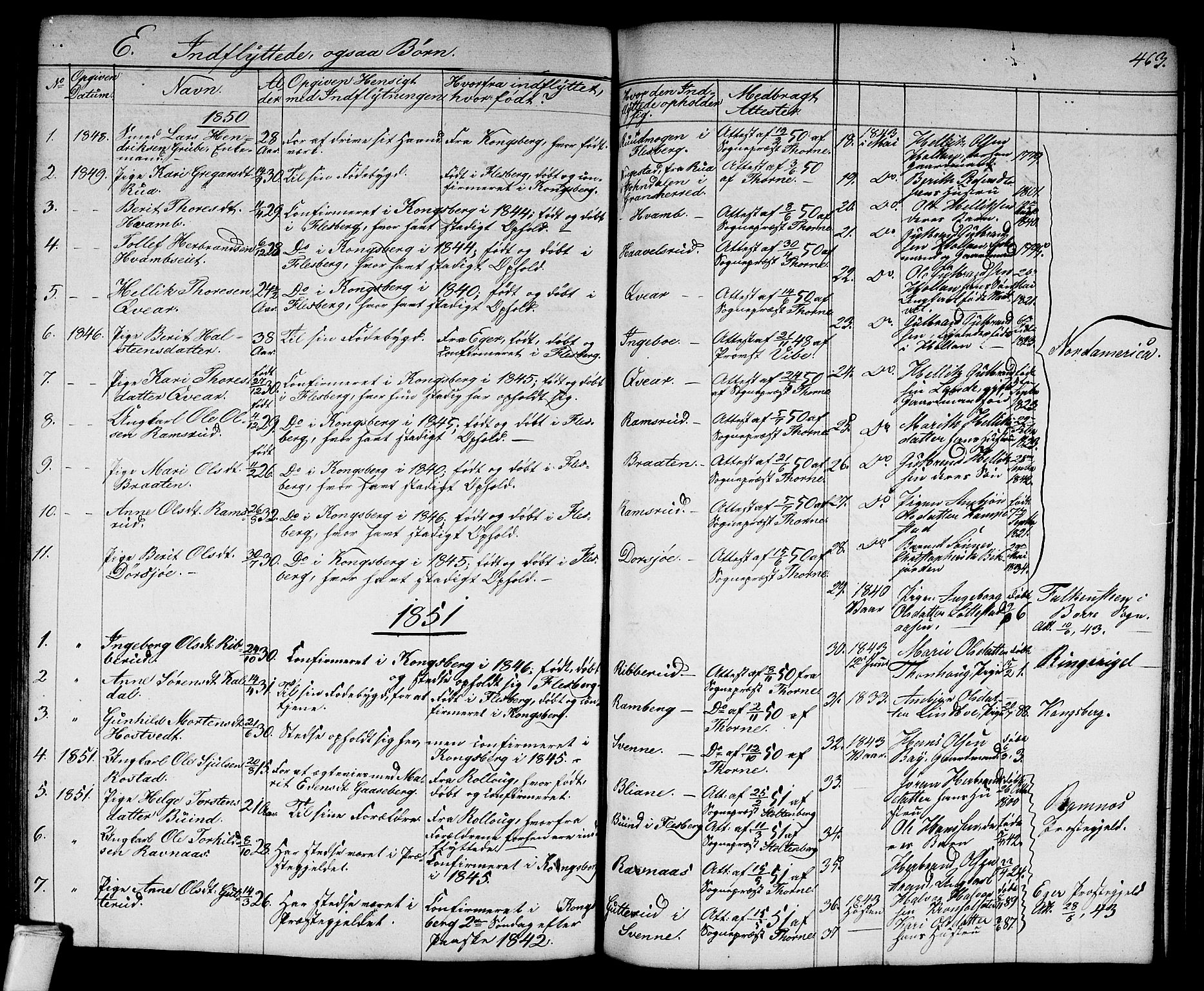 Flesberg kirkebøker, SAKO/A-18/G/Ga/L0002: Parish register (copy) no. I 2, 1834-1860, p. 463