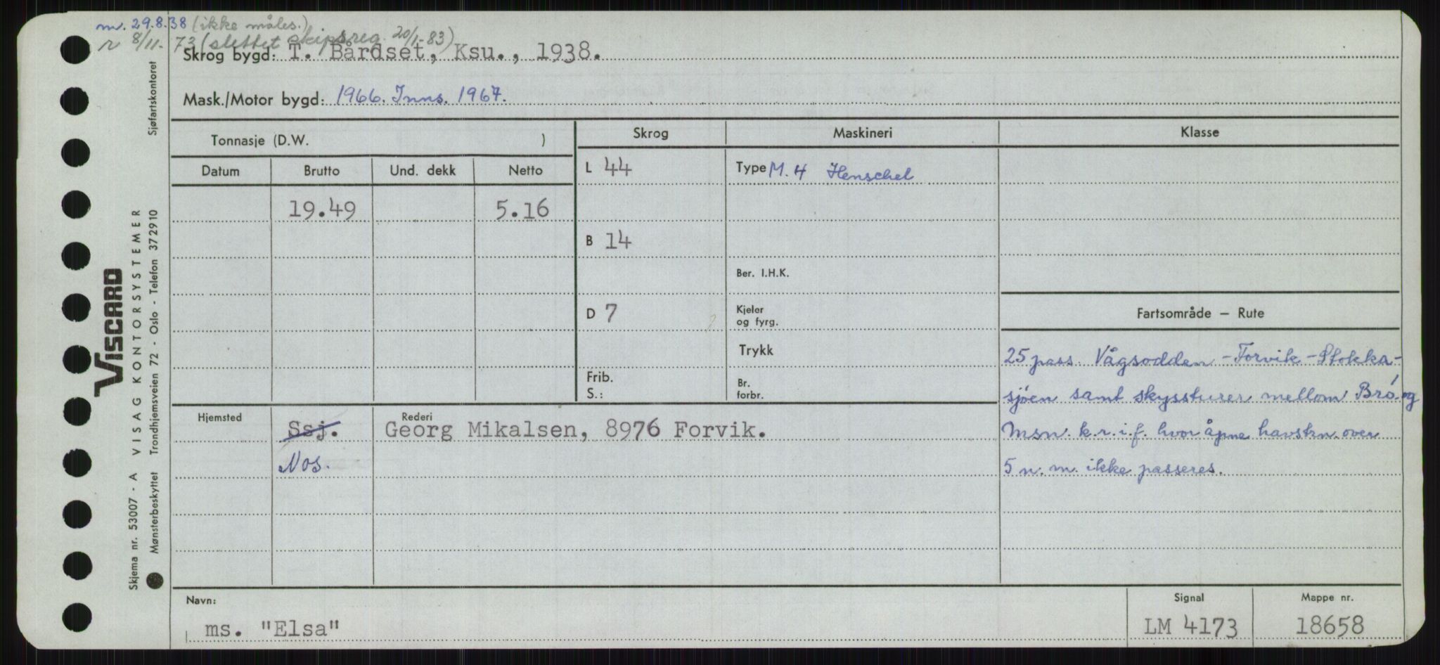 Sjøfartsdirektoratet med forløpere, Skipsmålingen, RA/S-1627/H/Ha/L0002/0001: Fartøy, Eik-Hill / Fartøy, Eik-F, p. 141