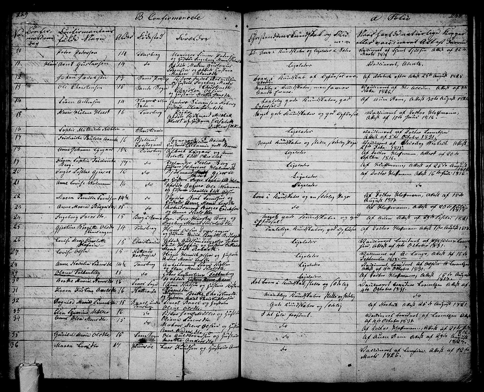 Tønsberg kirkebøker, AV/SAKO-A-330/G/Ga/L0002: Parish register (copy) no. 2, 1827-1854, p. 229-230