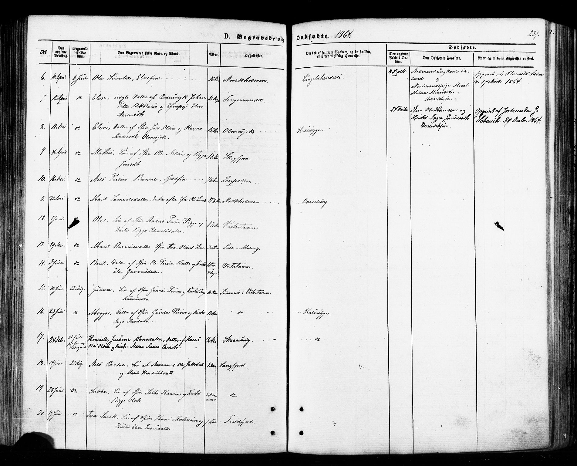 Tana sokneprestkontor, AV/SATØ-S-1334/H/Ha/L0002kirke: Parish register (official) no. 2 /1, 1861-1877, p. 239