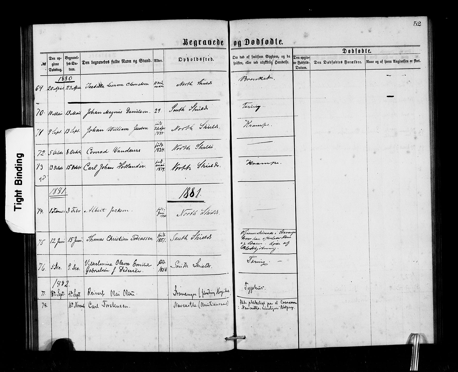 Den norske sjømannsmisjon i utlandet/Tyne-havnene (North Shields og New Castle), SAB/SAB/PA-0101/H/Ha/L0001: Parish register (official) no. A 1, 1865-1883, p. 52