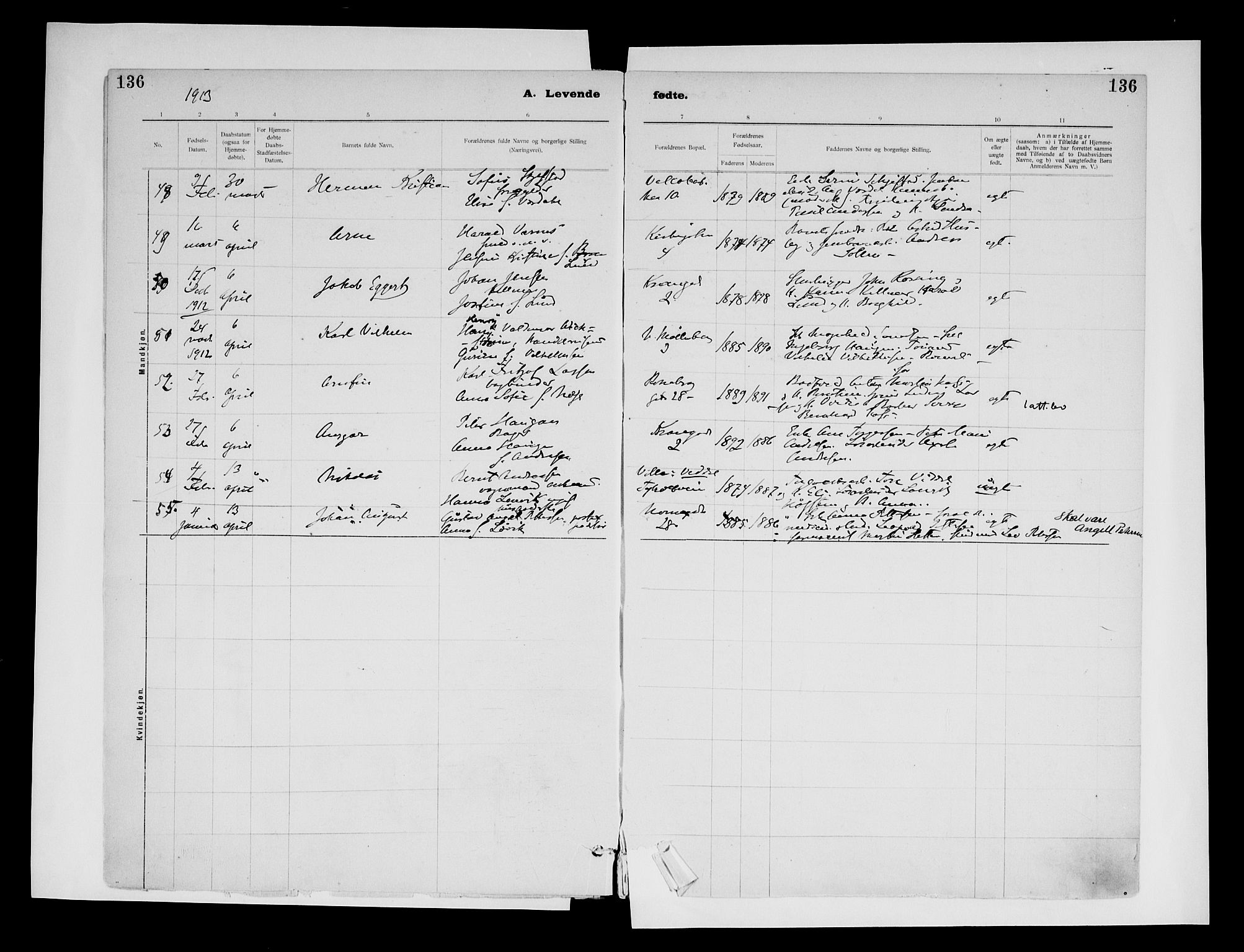 Ministerialprotokoller, klokkerbøker og fødselsregistre - Sør-Trøndelag, SAT/A-1456/604/L0203: Parish register (official) no. 604A23, 1908-1916, p. 136