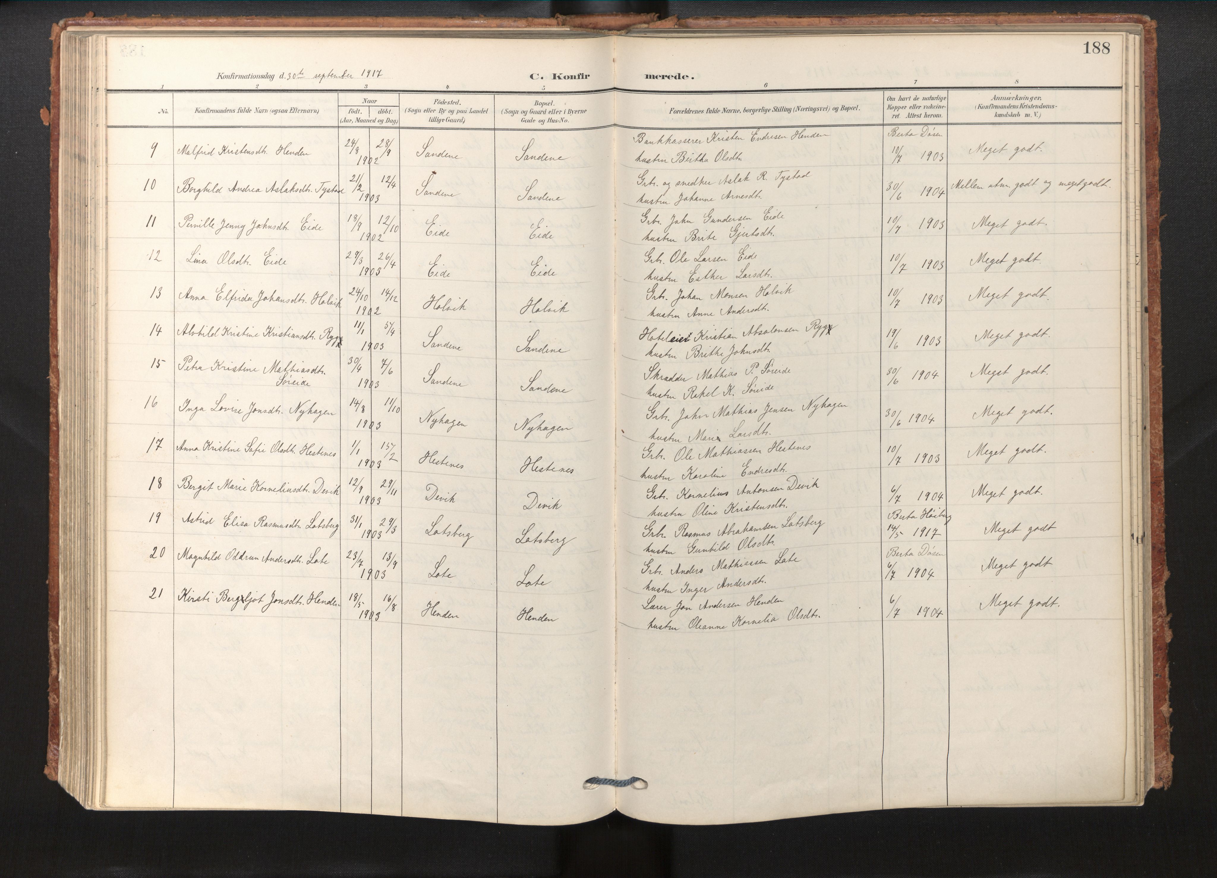 Gloppen sokneprestembete, SAB/A-80101/H/Haa/Haab/L0002: Parish register (official) no. B 2, 1906-1932, p. 187b-188a