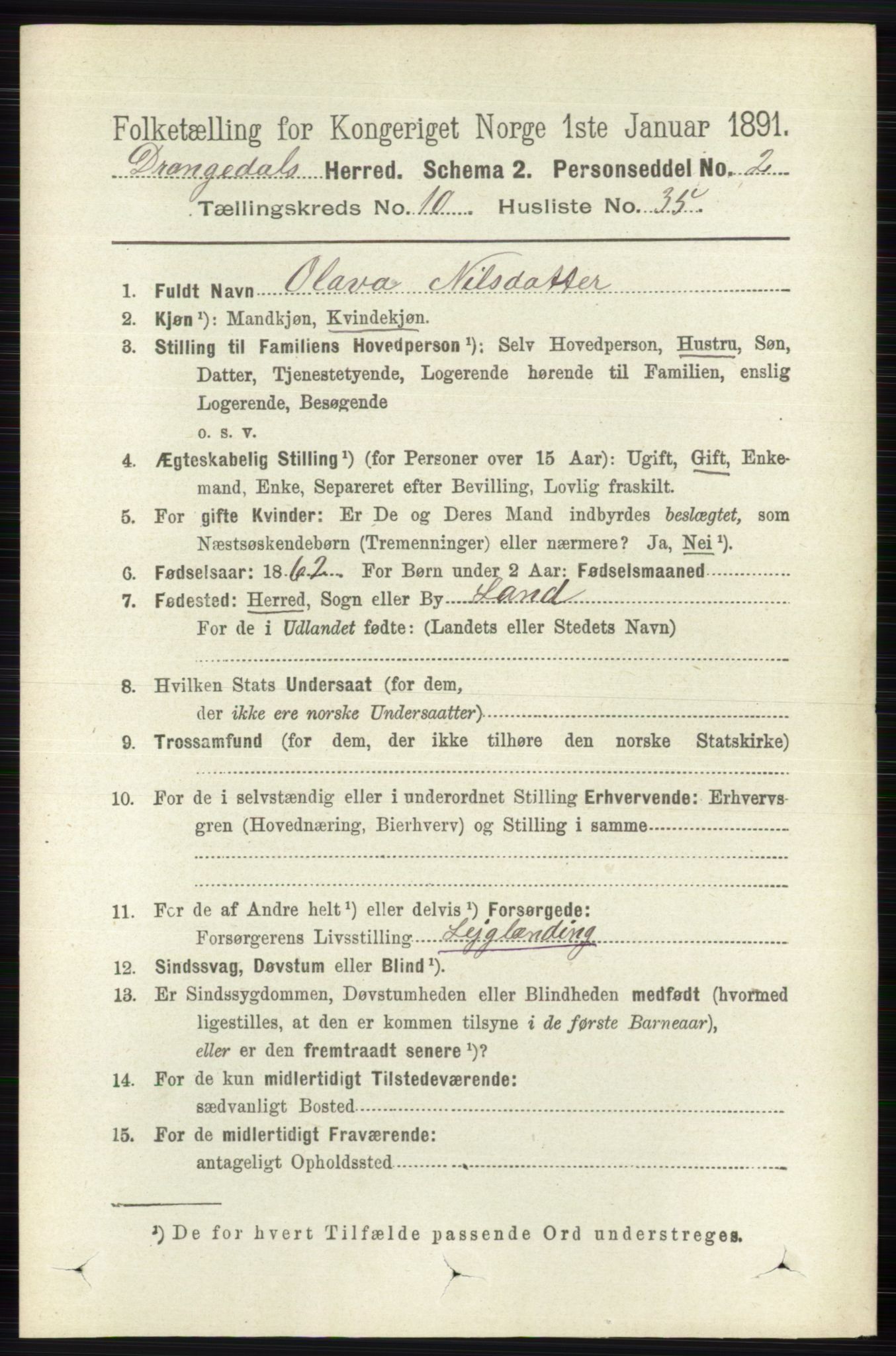 RA, 1891 census for 0817 Drangedal, 1891, p. 3648