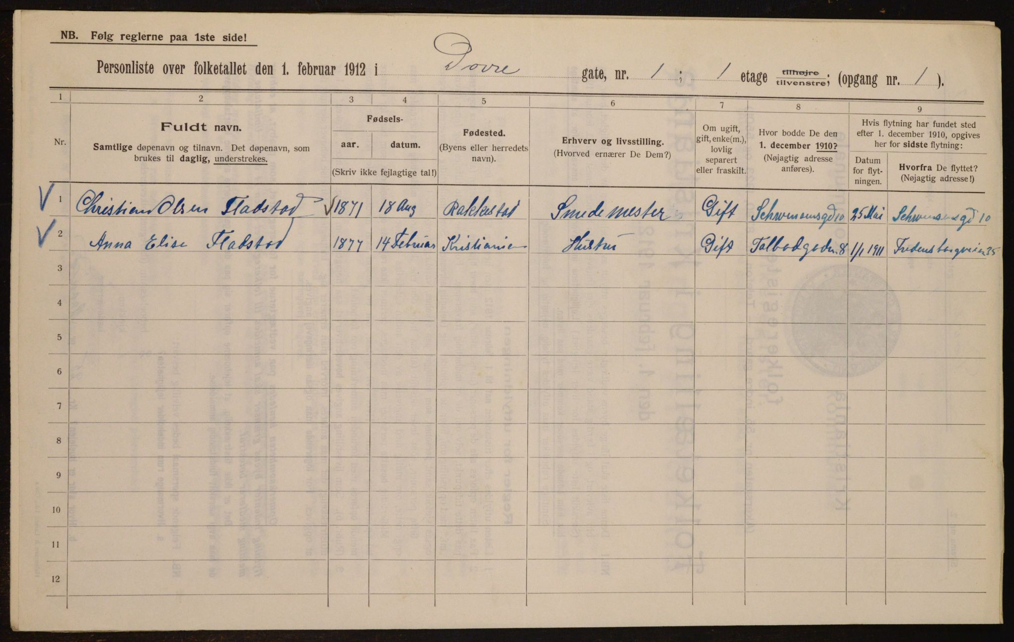 OBA, Municipal Census 1912 for Kristiania, 1912, p. 15918