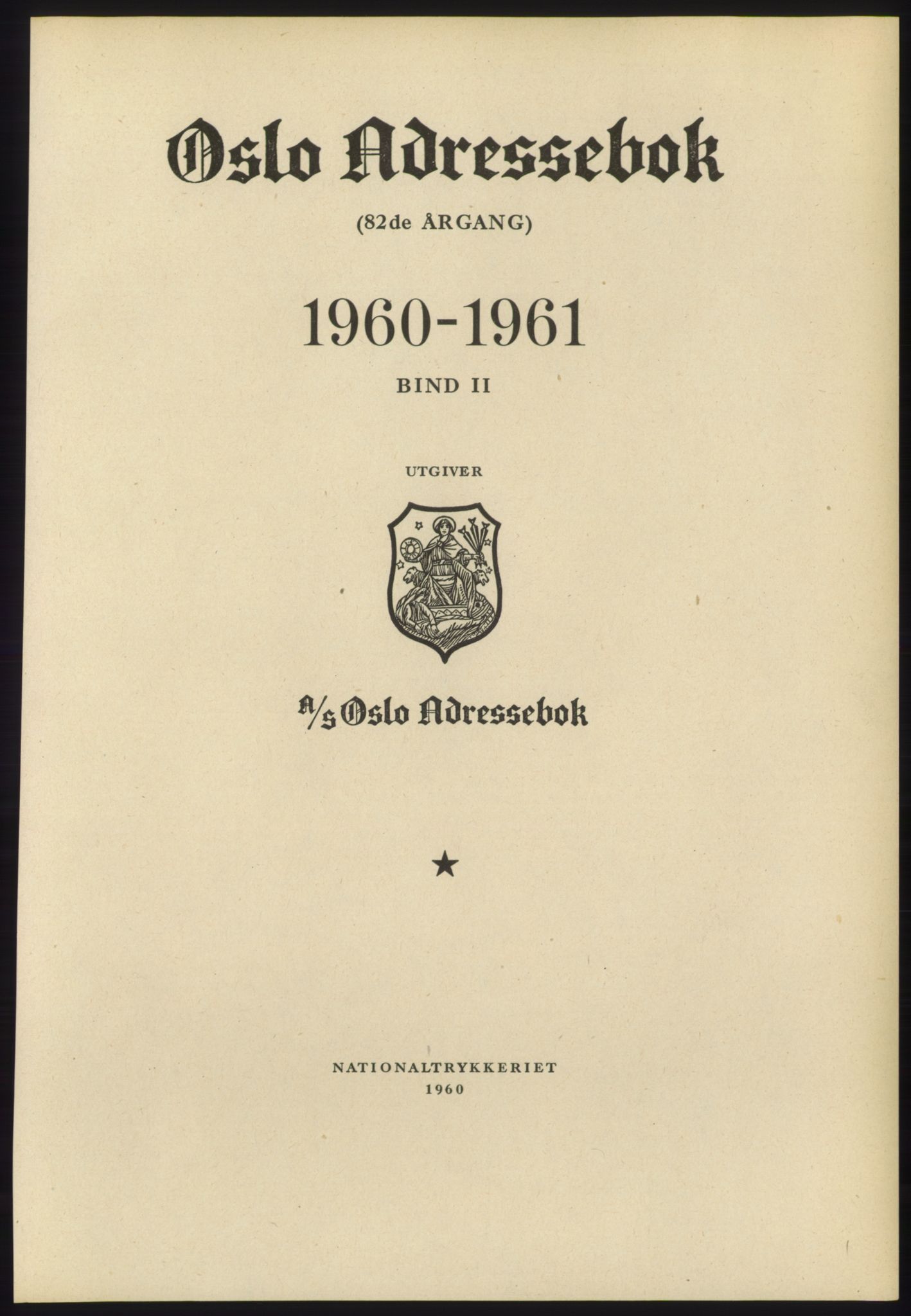 Kristiania/Oslo adressebok, PUBL/-, 1960-1961