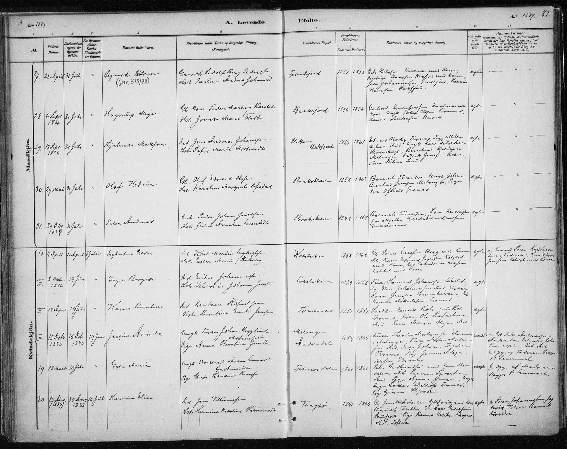 Tromsøysund sokneprestkontor, SATØ/S-1304/G/Ga/L0004kirke: Parish register (official) no. 4, 1880-1888, p. 81