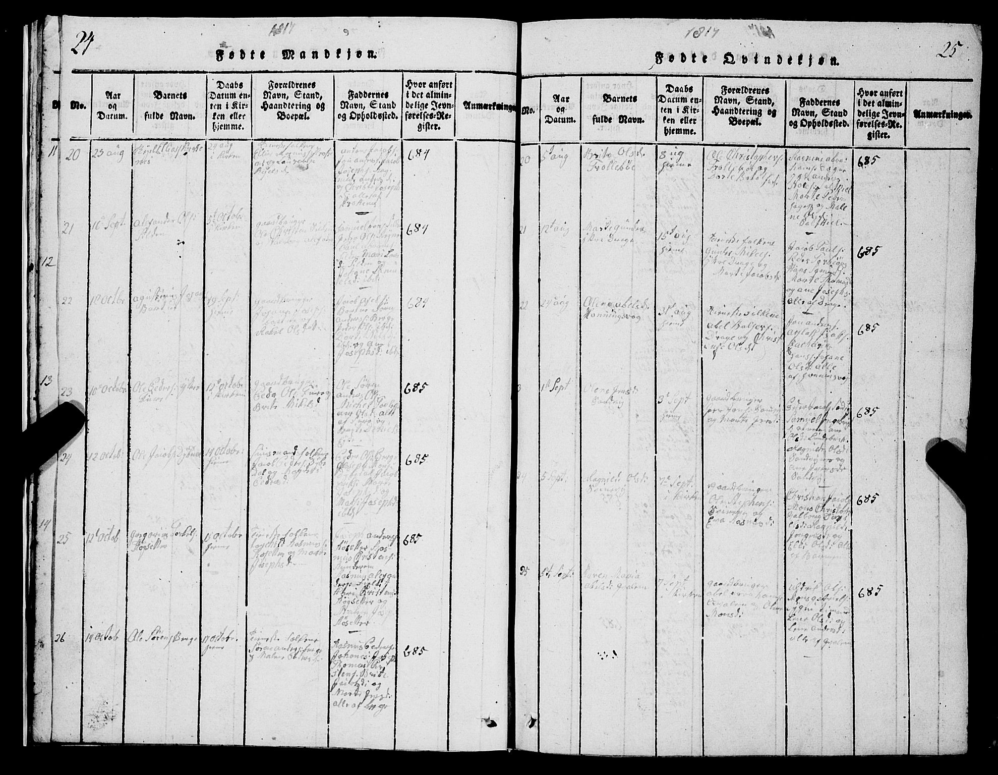 Selje sokneprestembete, AV/SAB-A-99938/H/Ha/Hab/Haba: Parish register (copy) no. A 1, 1816-1828, p. 24-25