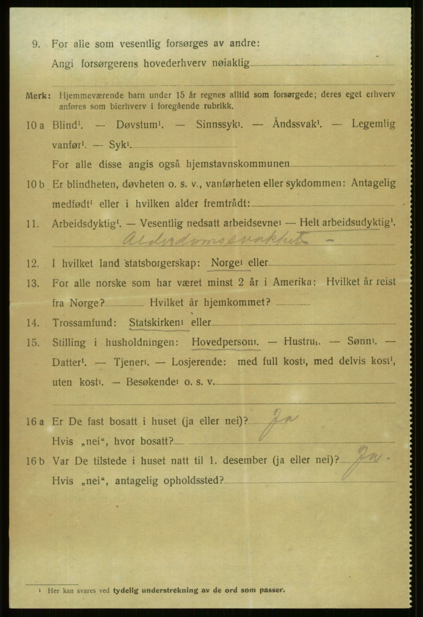 SAB, 1920 census for Vossestrand, 1920, p. 2369