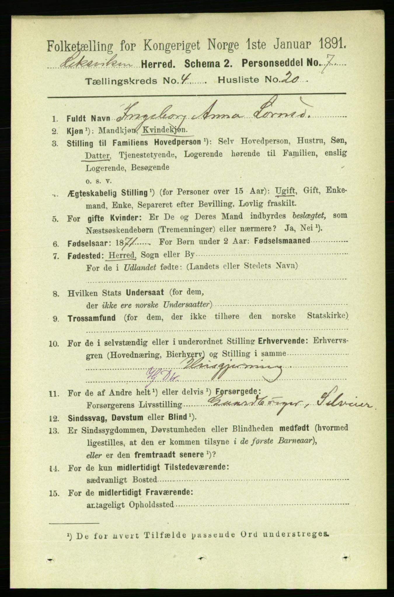 RA, 1891 census for 1718 Leksvik, 1891, p. 2044