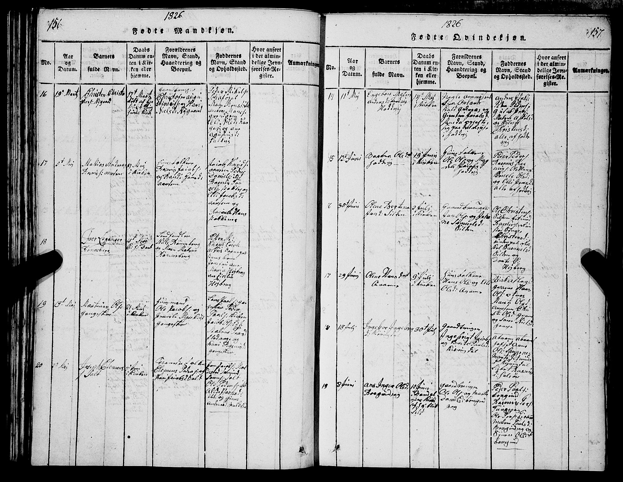 Selje sokneprestembete, AV/SAB-A-99938/H/Ha/Hab/Haba: Parish register (copy) no. A 1, 1816-1828, p. 156-157