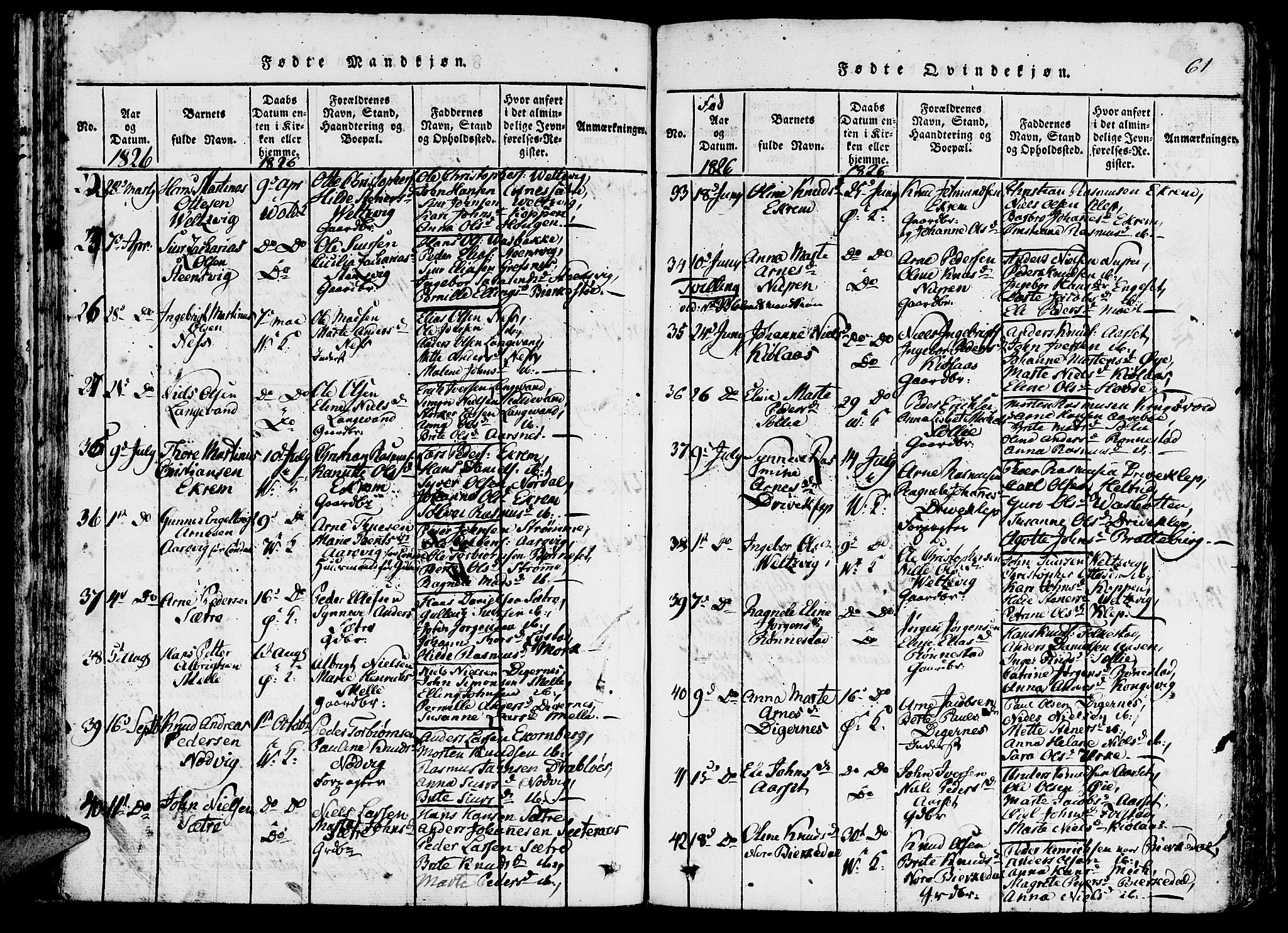 Ministerialprotokoller, klokkerbøker og fødselsregistre - Møre og Romsdal, SAT/A-1454/511/L0138: Parish register (official) no. 511A05, 1817-1832, p. 61