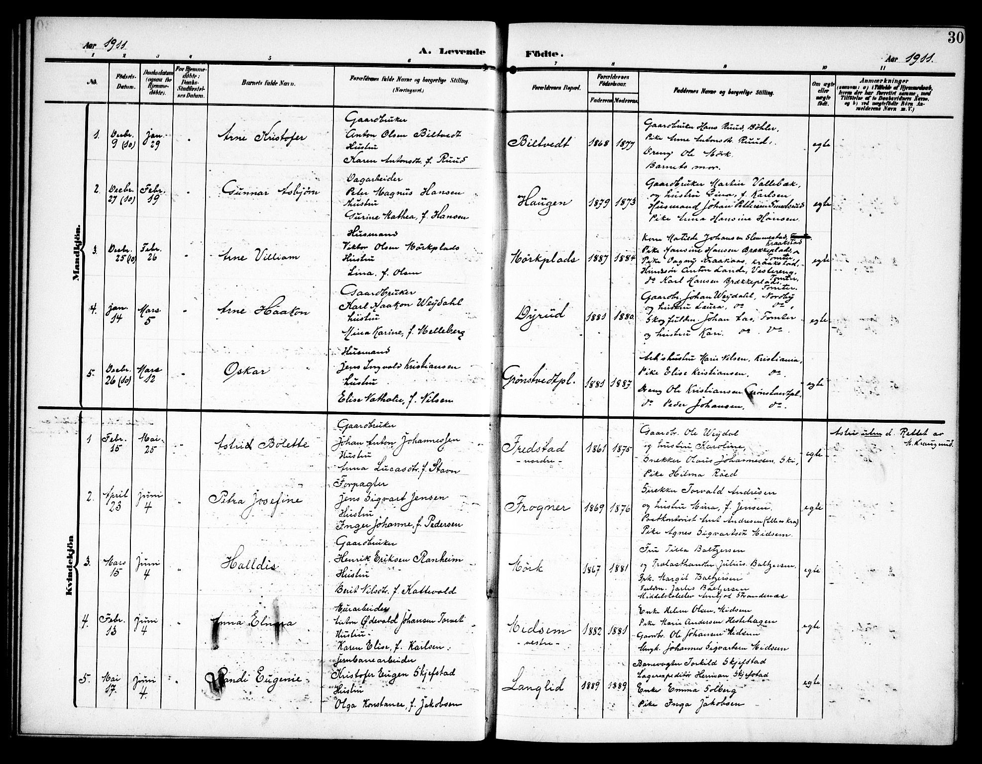 Kråkstad prestekontor Kirkebøker, AV/SAO-A-10125a/G/Ga/L0002: Parish register (copy) no. I 2, 1905-1934, p. 30