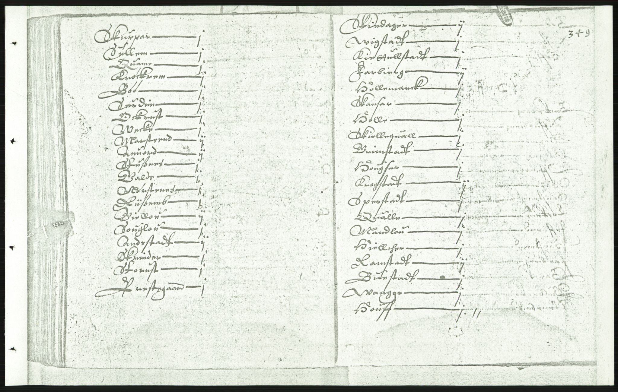 Manuskriptsamlingen, RA/EA-3667/F/L0175e: Kopi av Universitetsbiblioteket, manuskript kvarto nr. 503, Manntall på fulle og halve og ødegårder uti Oslo og Hamar stift anno 1602,V Gudbrandsdalen, Hedmark, Østerdalen, Hadeland, 1602, p. 348b-349a