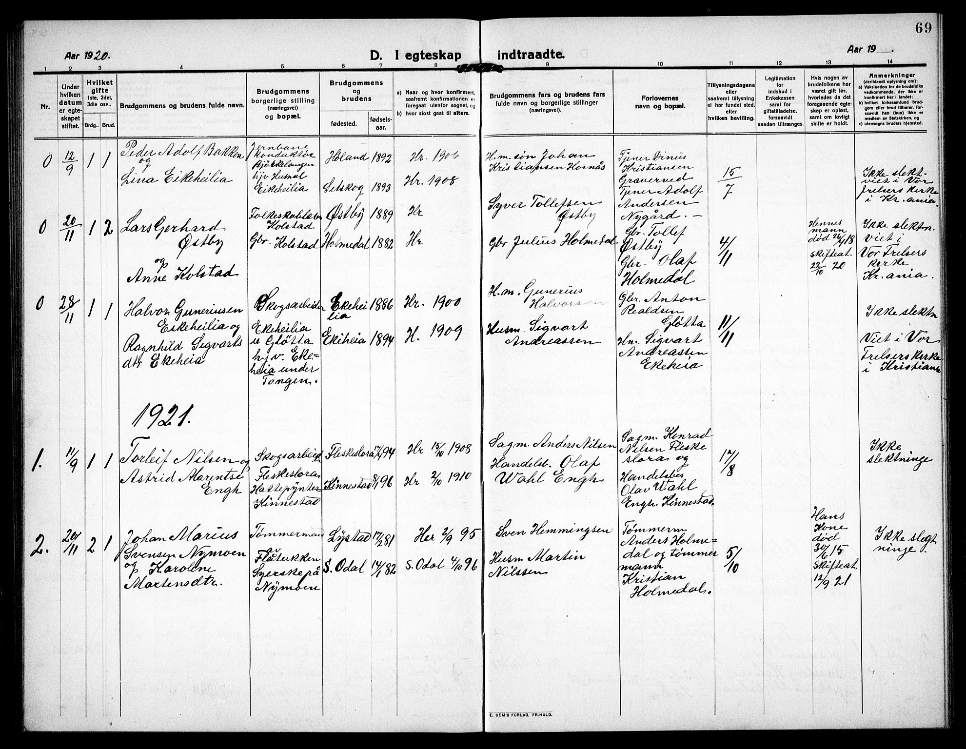 Høland prestekontor Kirkebøker, SAO/A-10346a/G/Gc/L0002: Parish register (copy) no. III 2, 1912-1925, p. 69