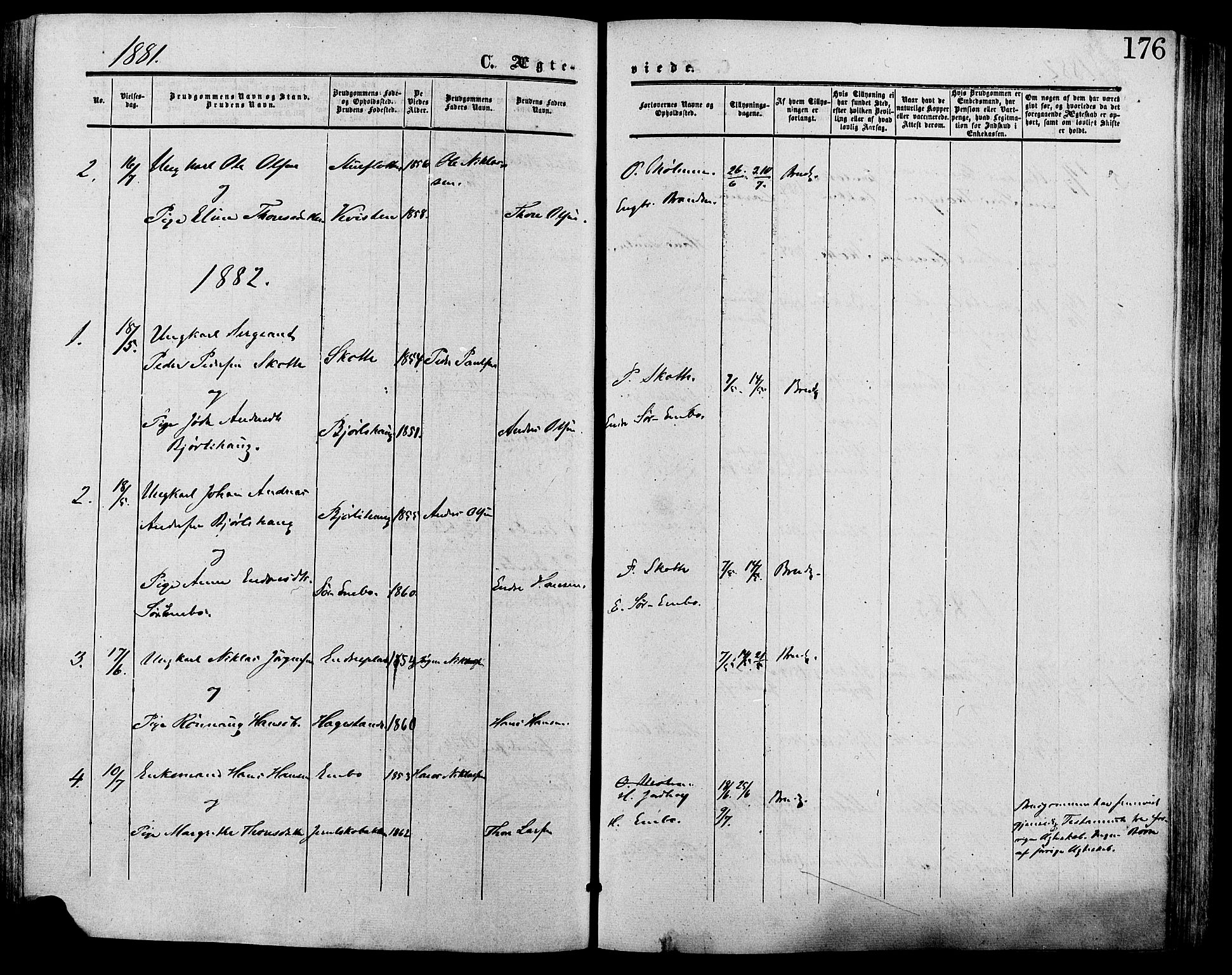 Lesja prestekontor, SAH/PREST-068/H/Ha/Haa/L0009: Parish register (official) no. 9, 1854-1889, p. 176